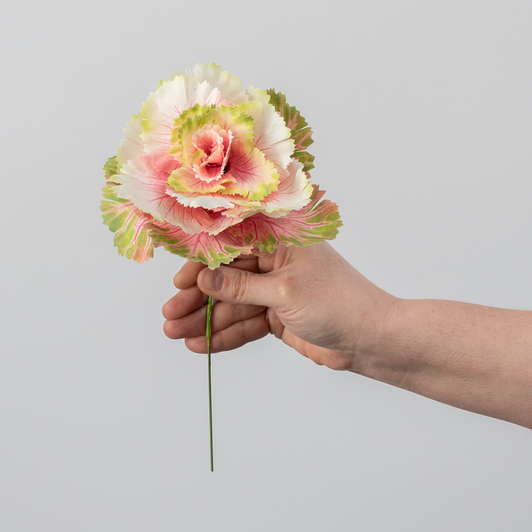 9" Artificial Cabbage Plant Pick: Variegated Pink detail photo 3