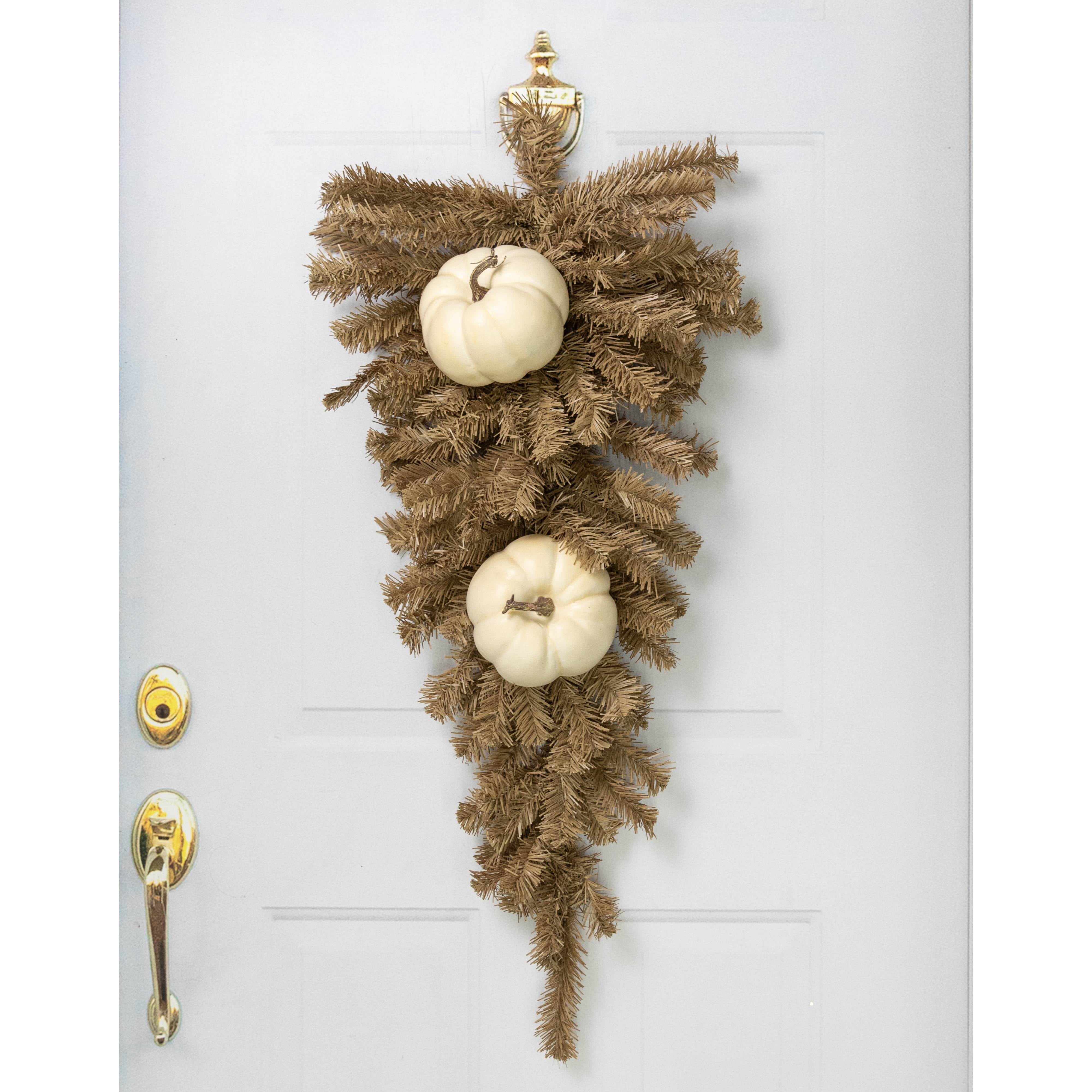 6" Artificial Pumpkins: Cream / White (Set of 2) Lifestyle Photo