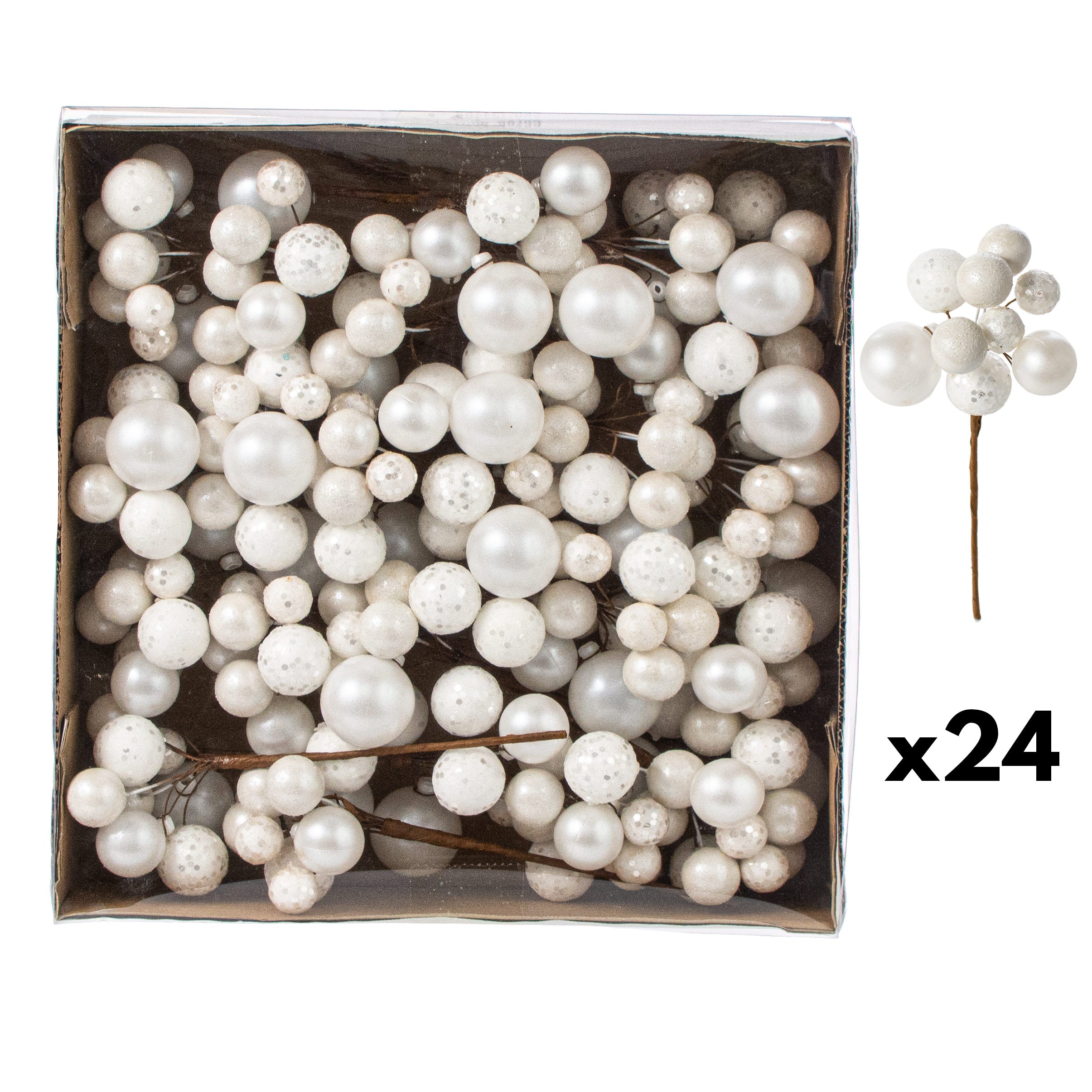 8" Assorted Ball Picks: White (24) Item Number: 133400