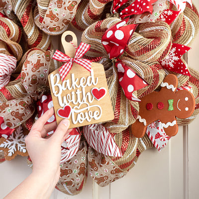 8" Baked with Love Chop Board Ornament Lifestyle Photo