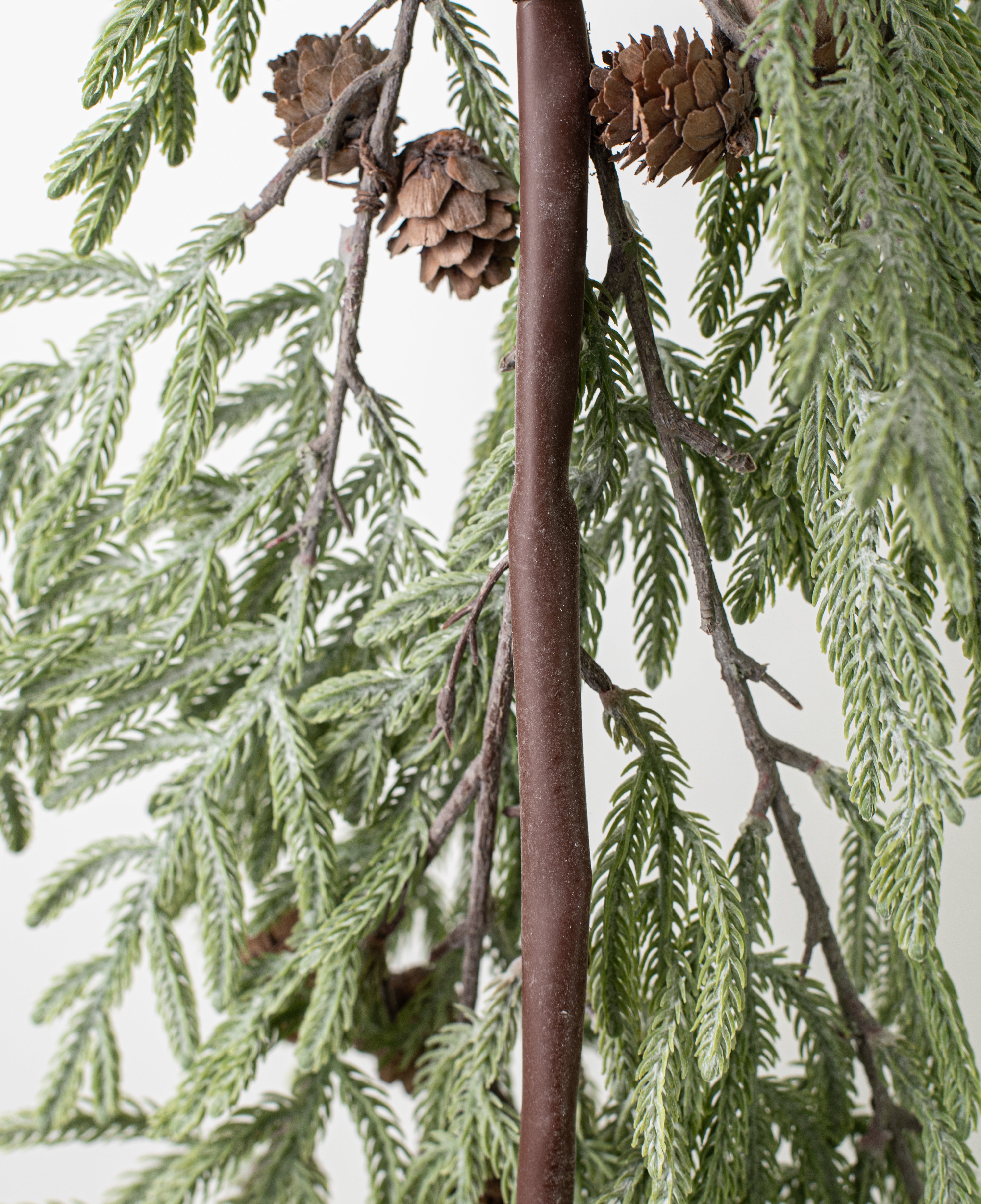 65" Bald Cypress Garland: Frosted Green with Cones detail photo 5