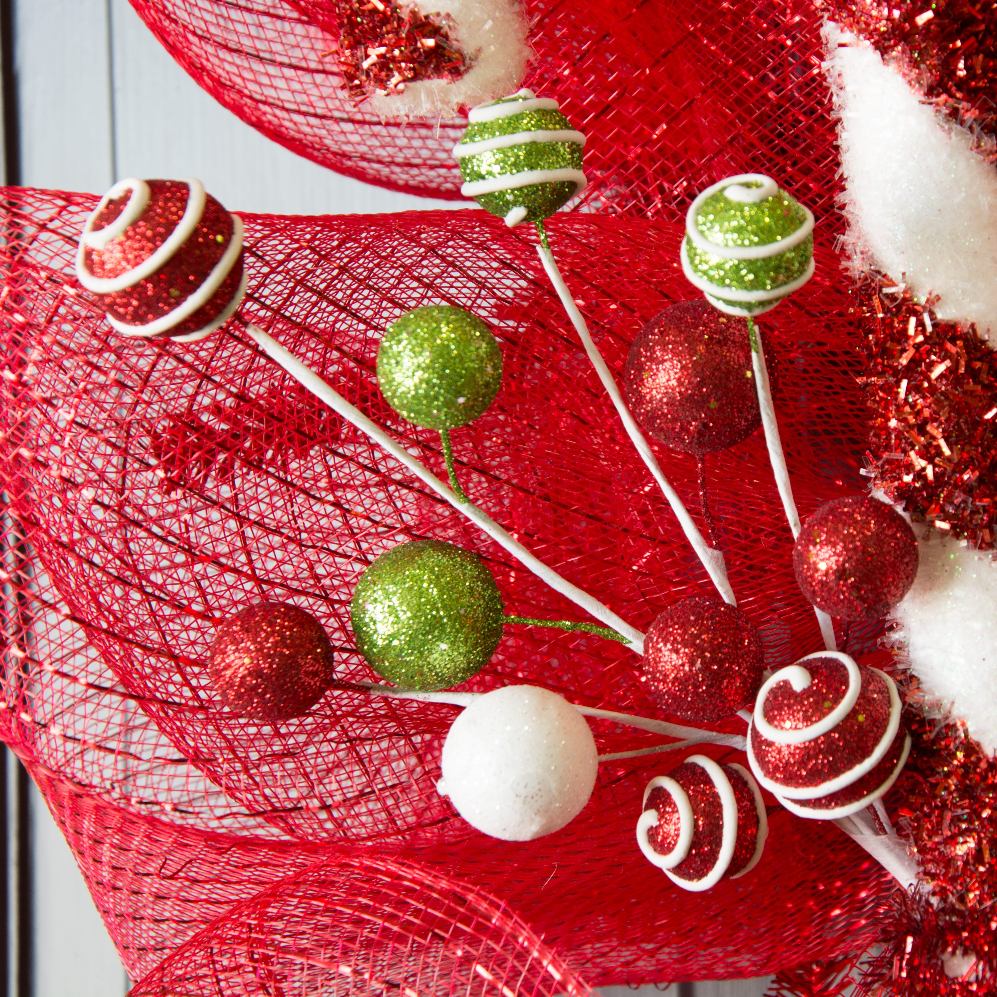12" Ball Pick: Red, Lime Green & White detail photo 3