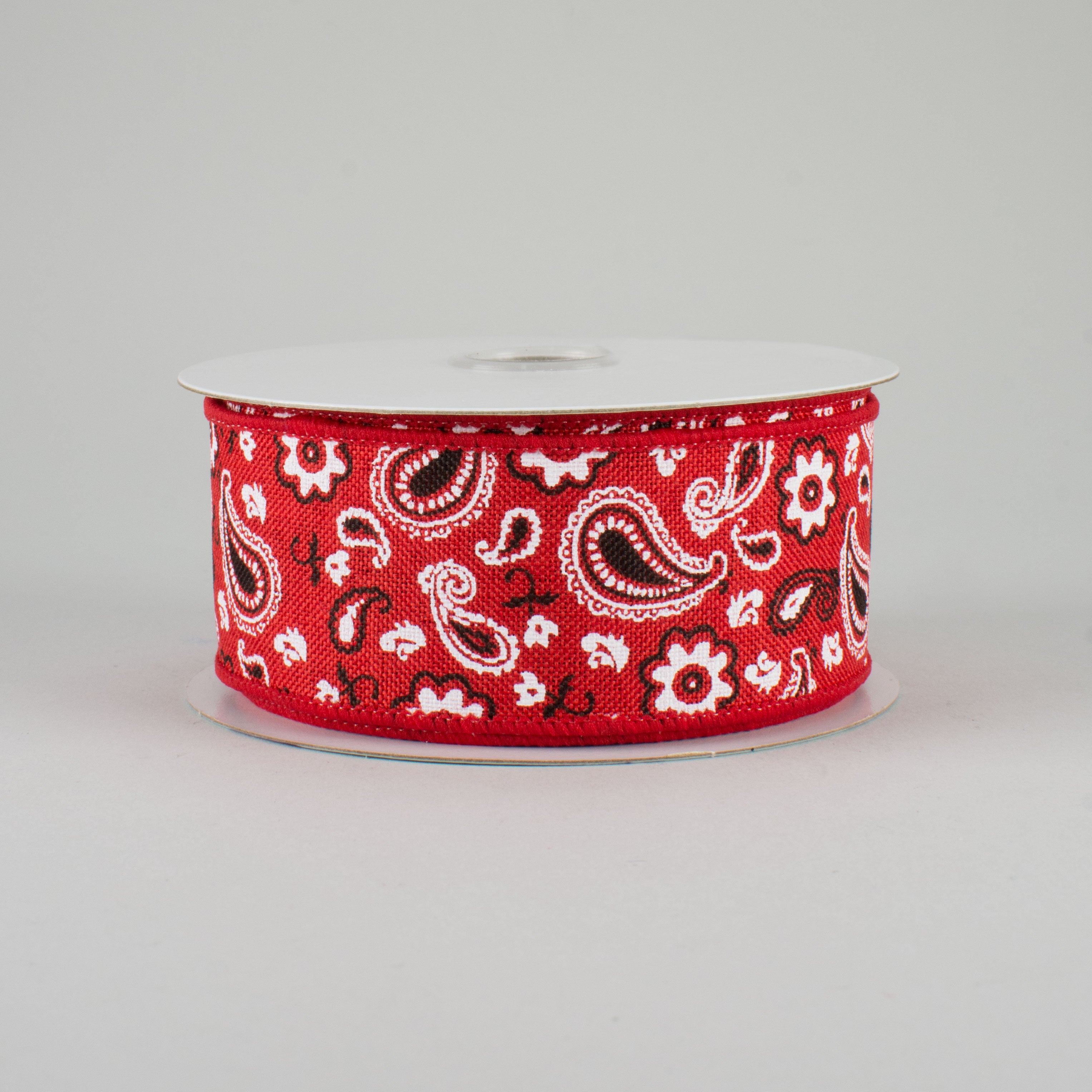 1.5" Bandana Print Canvas Ribbon: Red (10 Yards)