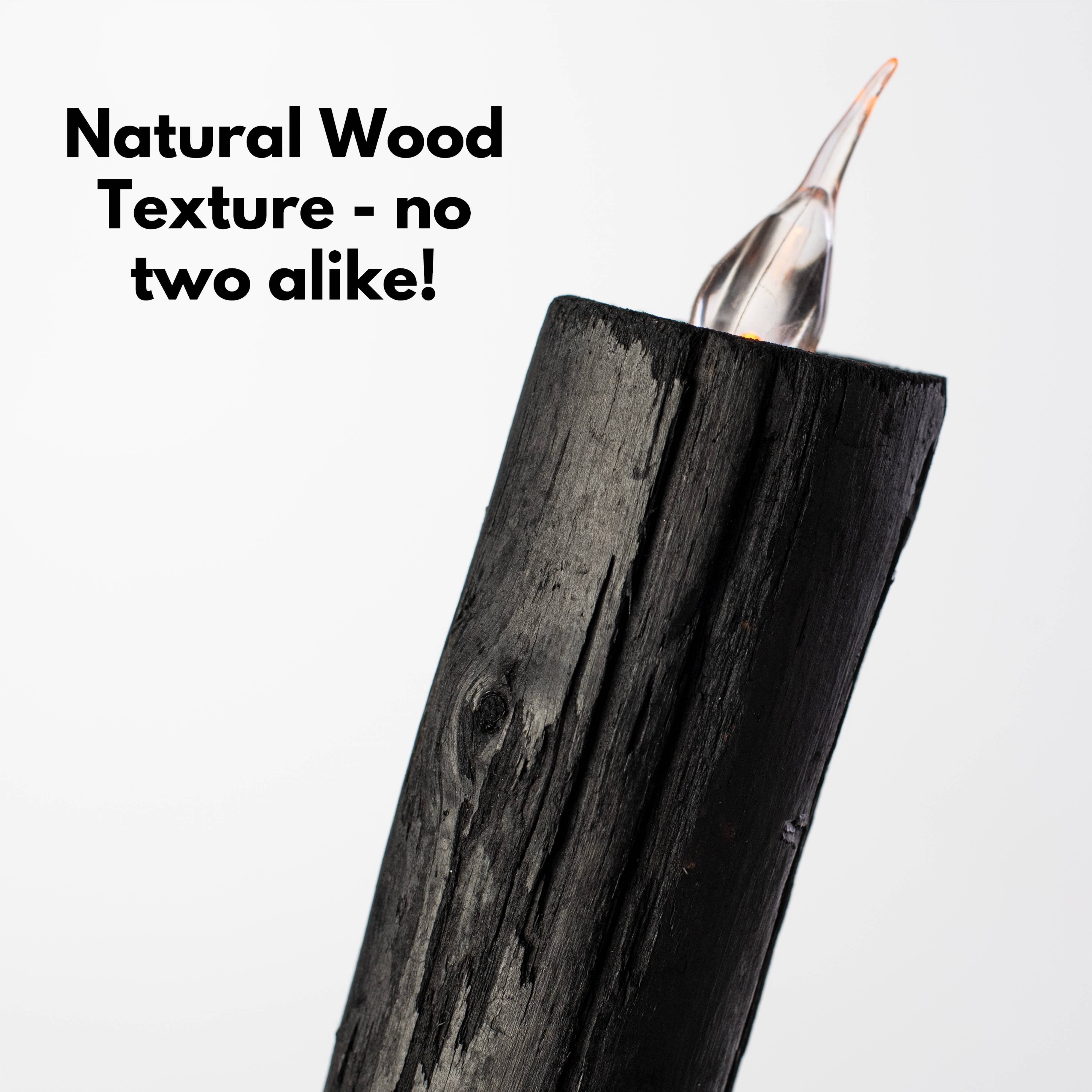 7" Battery Operated Wooden Faux LED Candle: Black detail photo 5