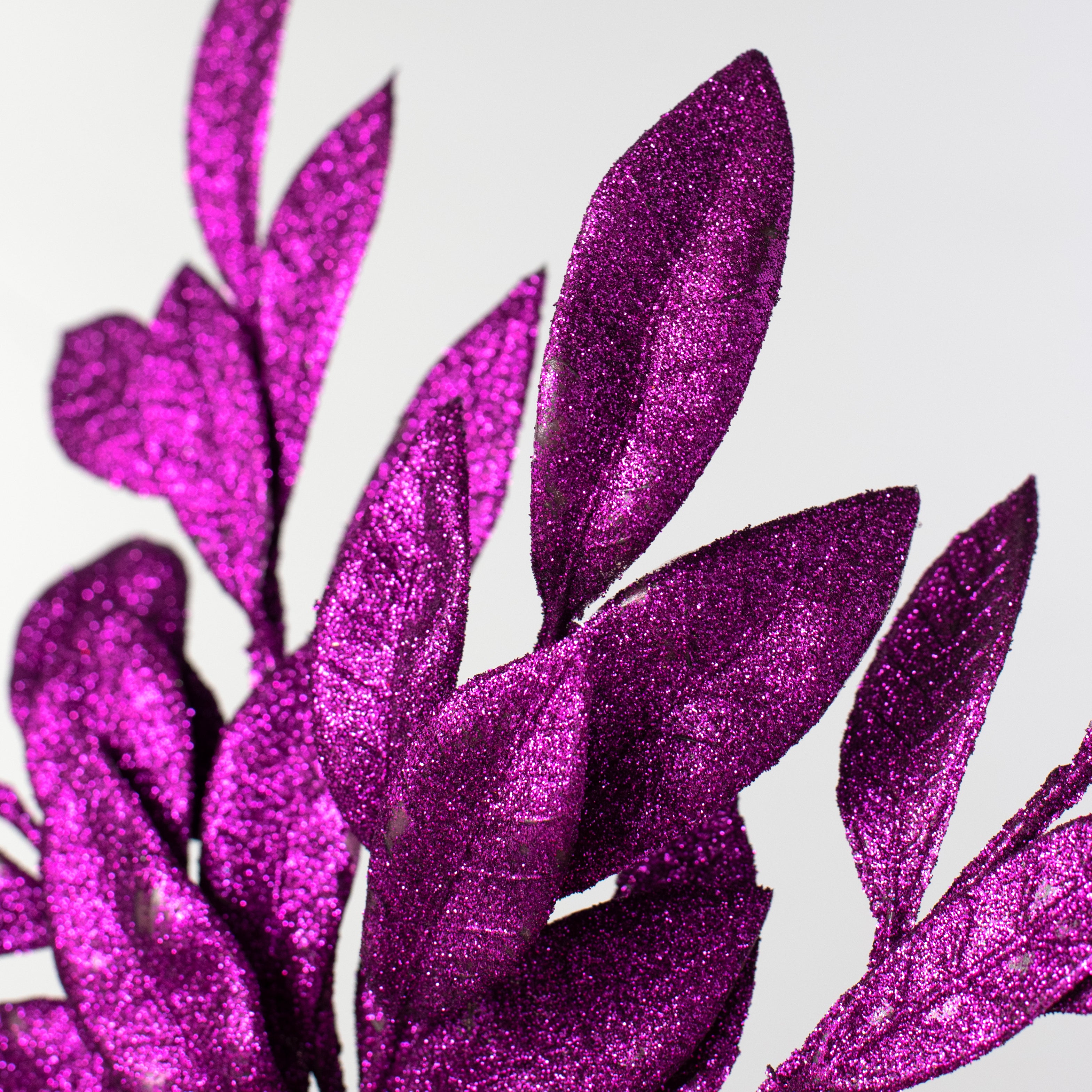 23" Bay Leaf Glitter Spray: Purple Lifestyle Photo