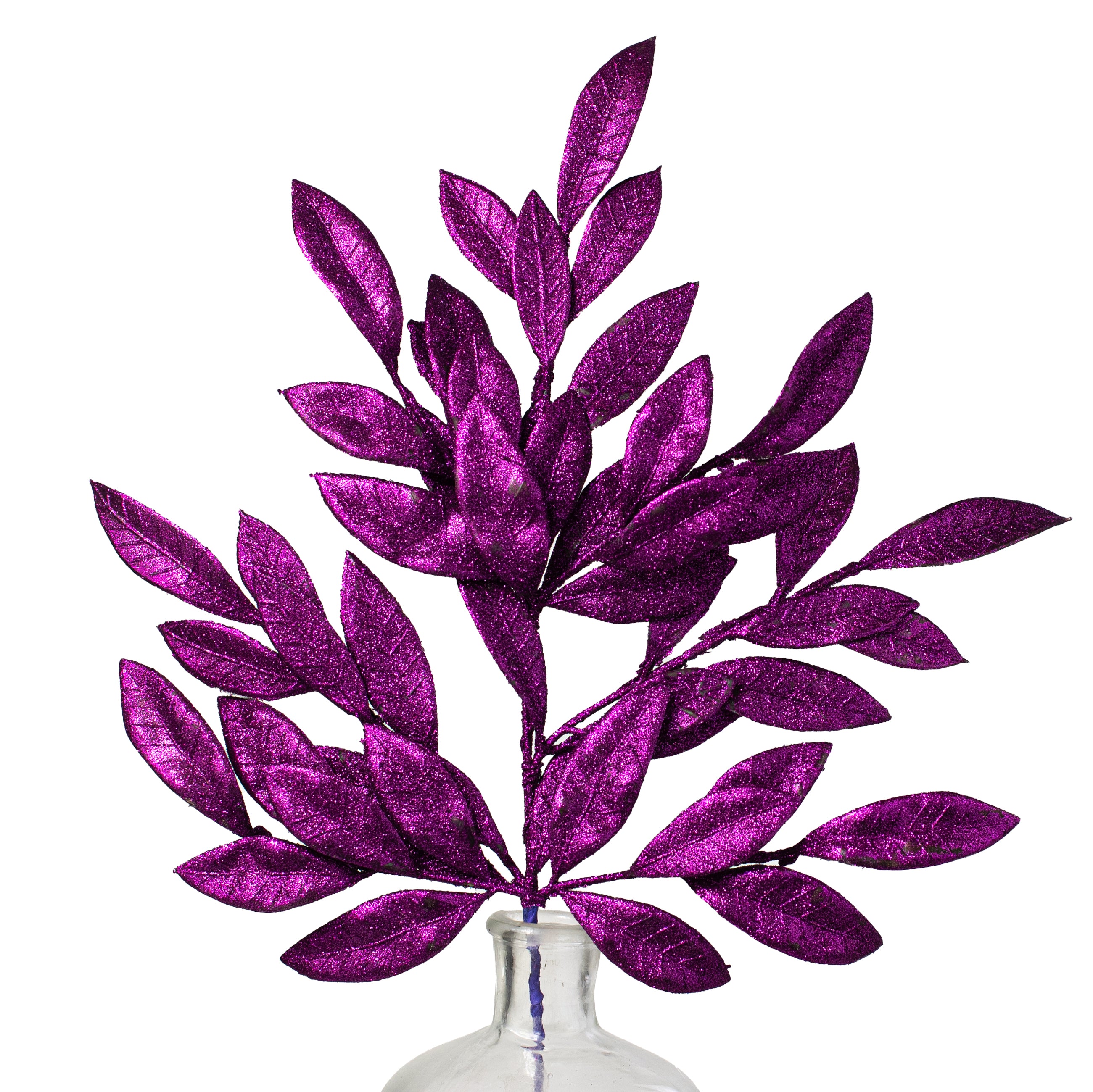 23" Bay Leaf Glitter Spray: Purple Item Number: 262316