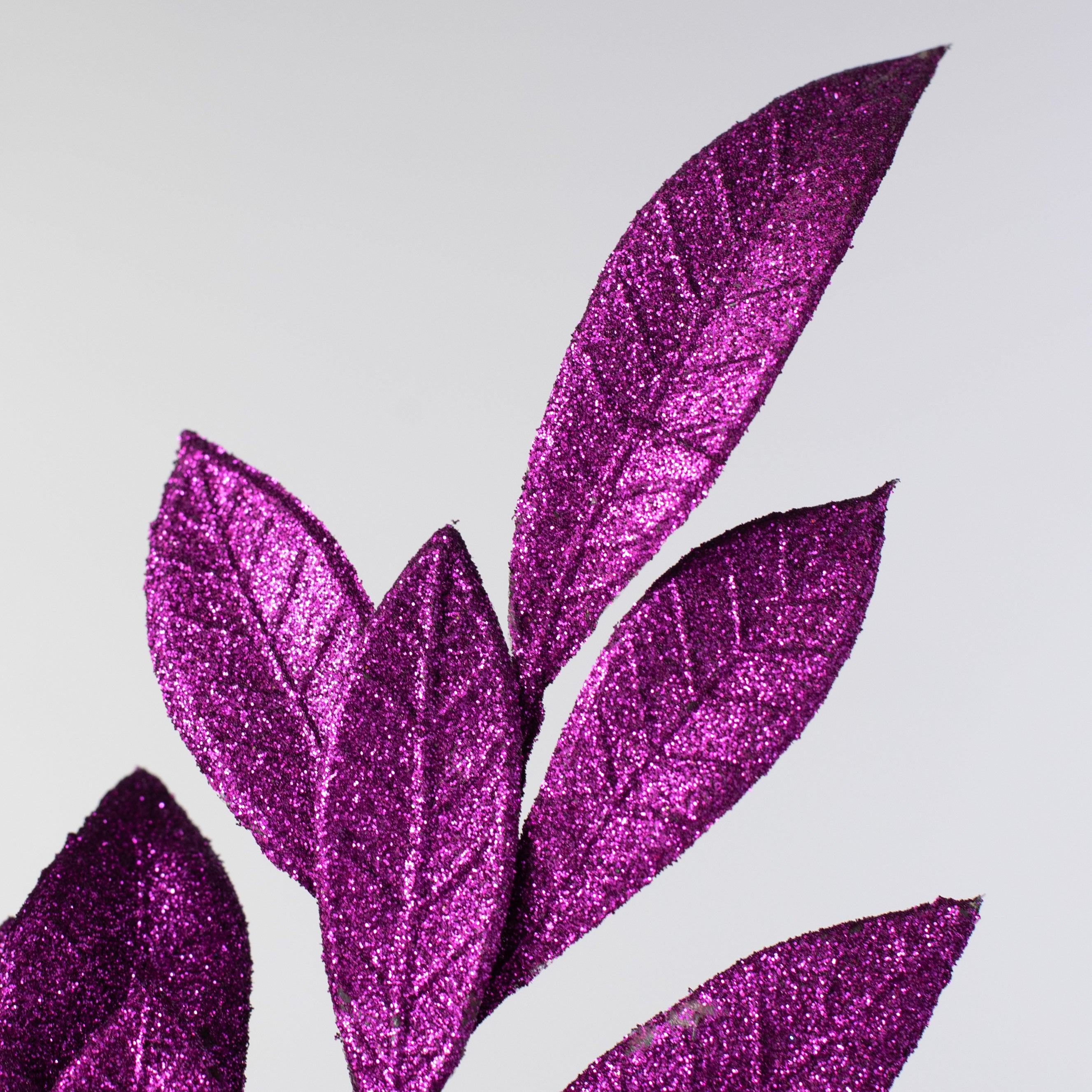 23" Bay Leaf Glitter Spray: Purple detail photo 4