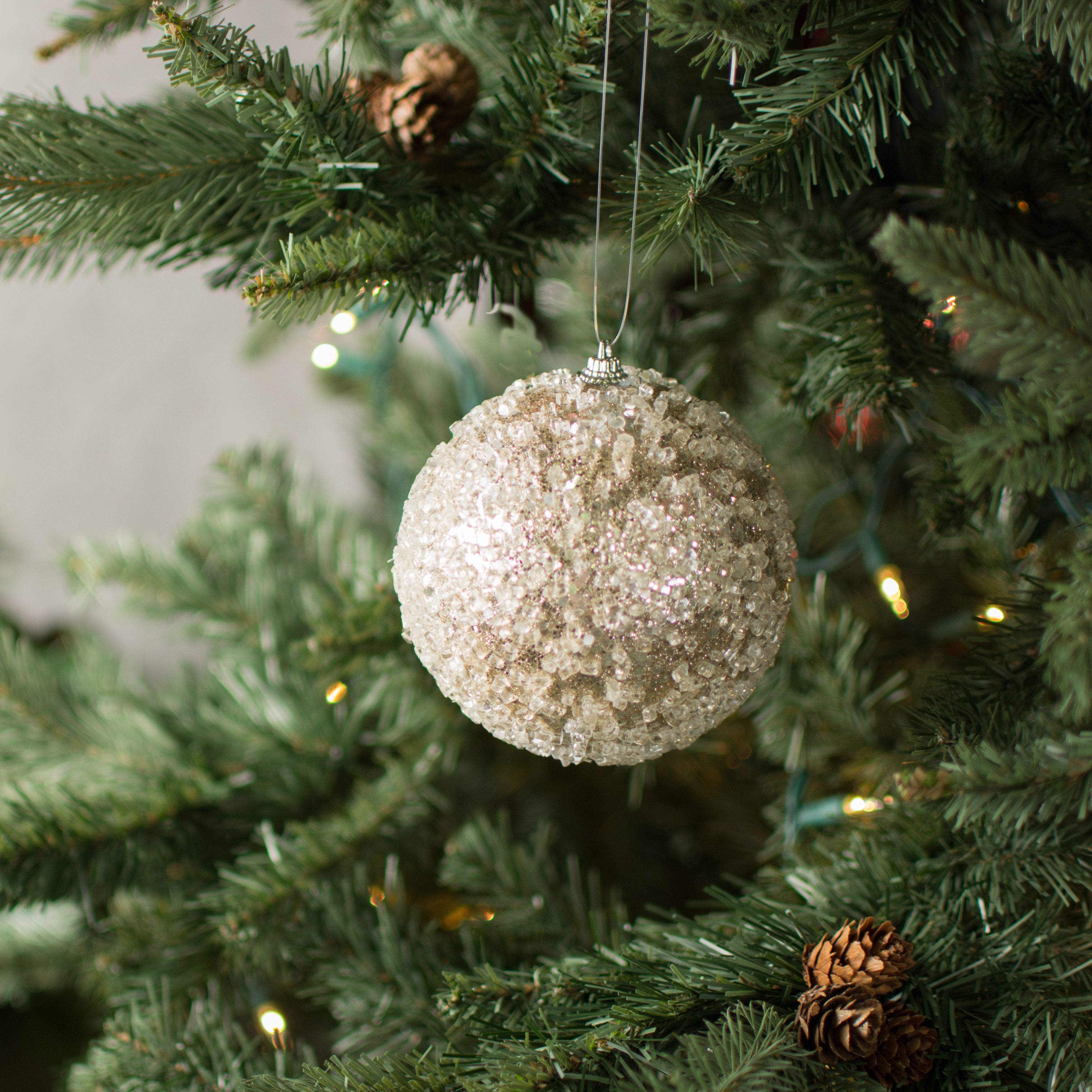 4" Beaded Ball Ornament: Champagne Lifestyle Photo