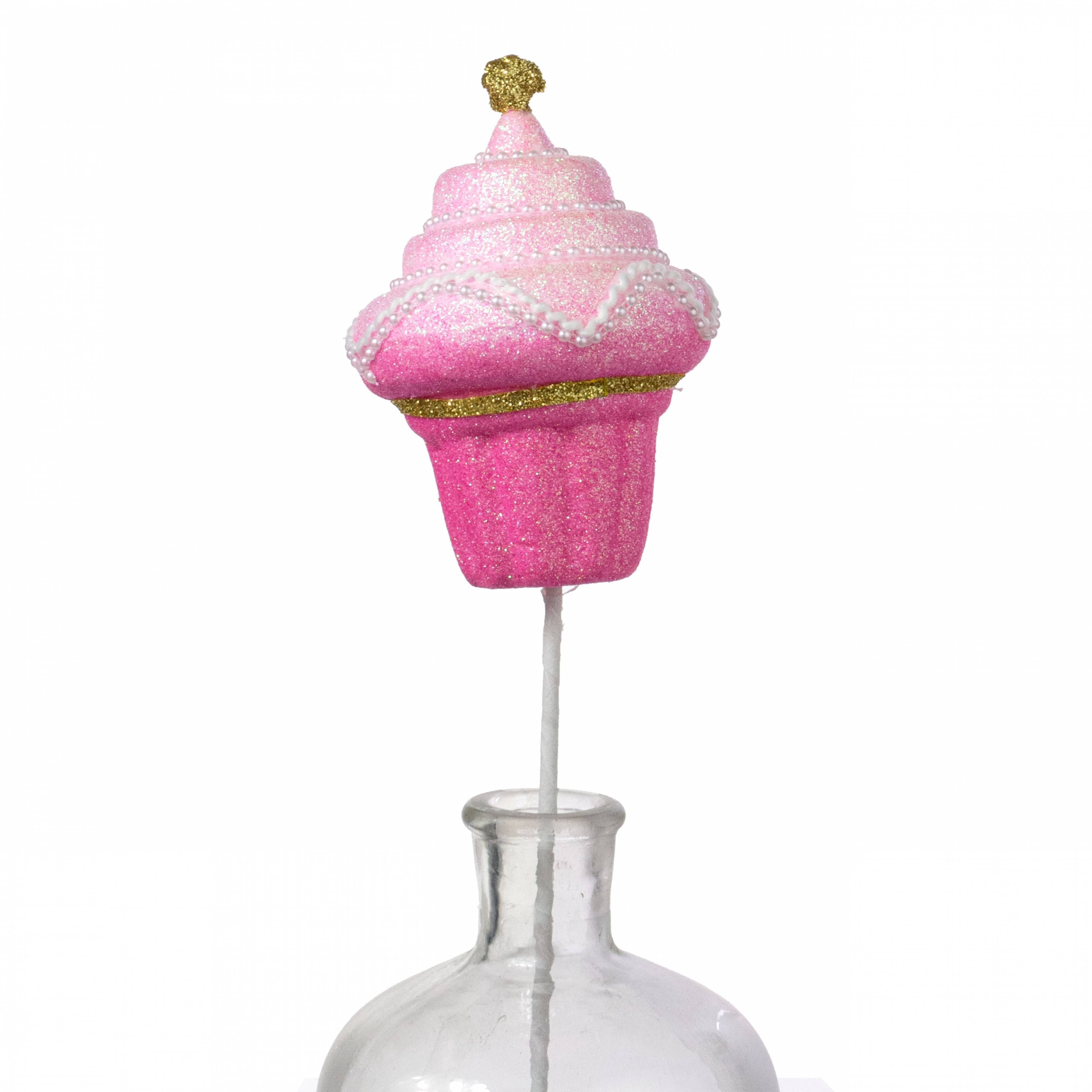 18" Beaded Cupcake Pick: Pink Item Number: 86127PK