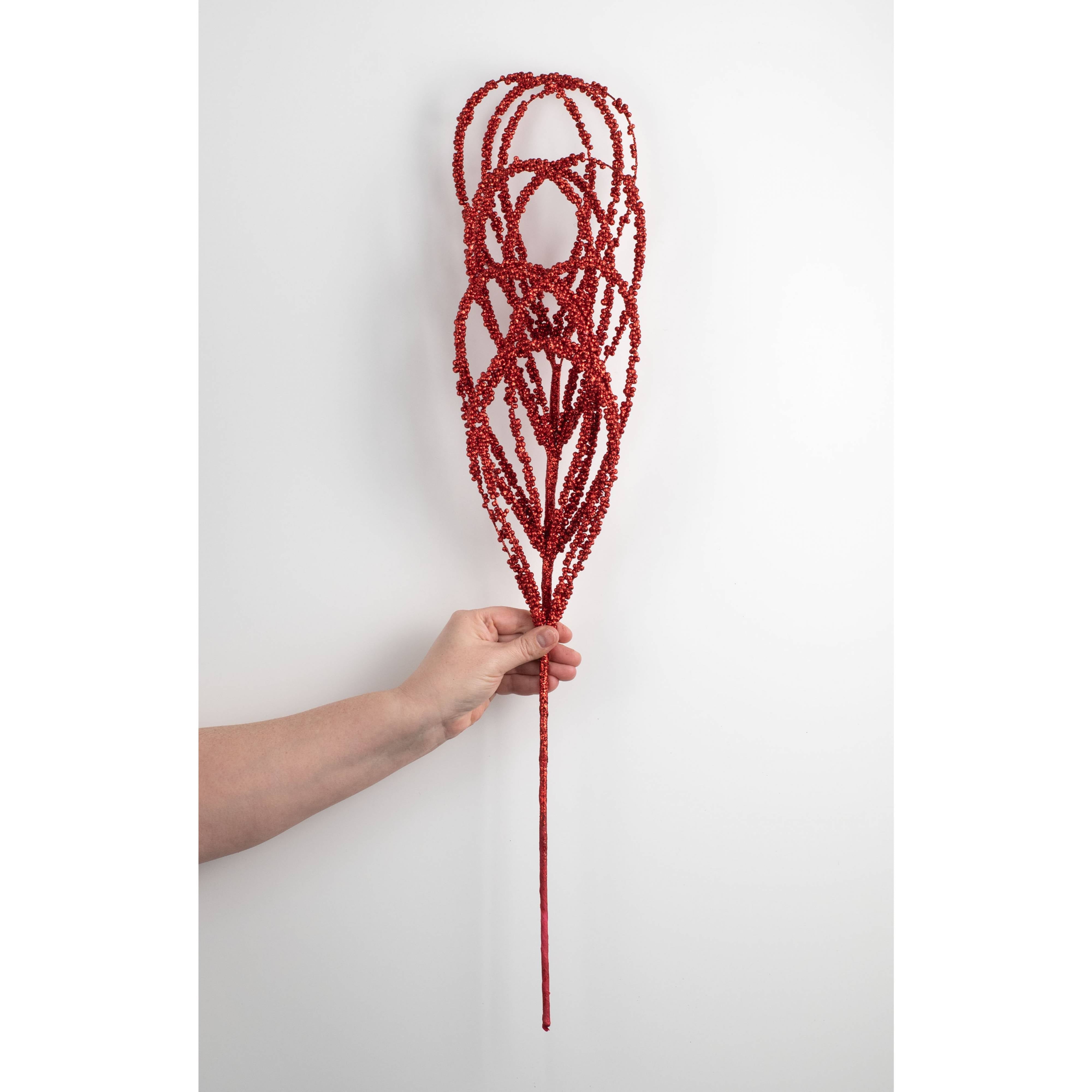 27" Beaded Loop Spray: Metallic Red detail photo 3