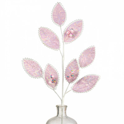 28" Iridescent Leaves & Sprinkles Spray: Pink