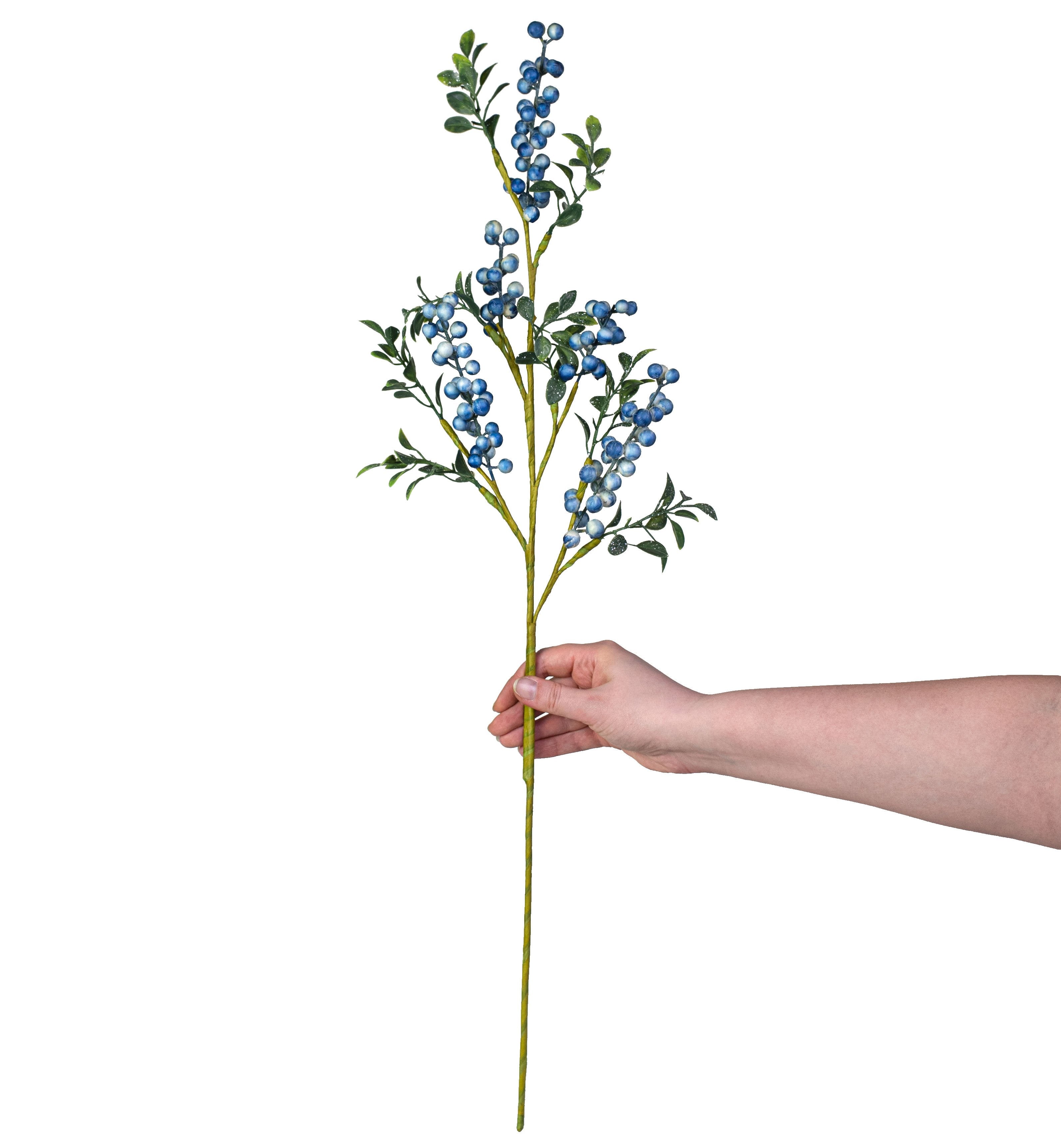 28" Berry Leaves Spray: Blue detail photo 3