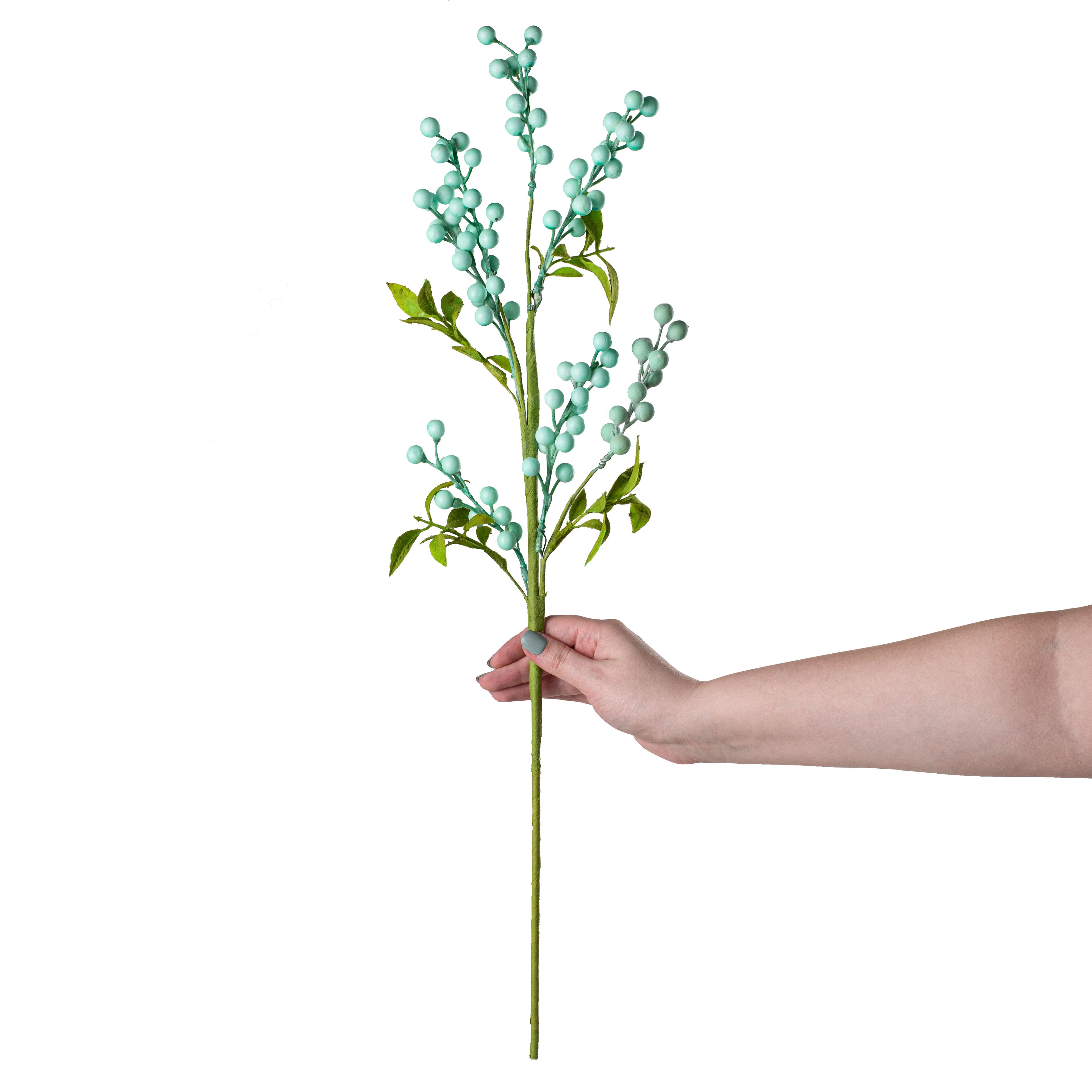 26" Berry Leaves Spray: Robin's Egg Blue detail photo 3