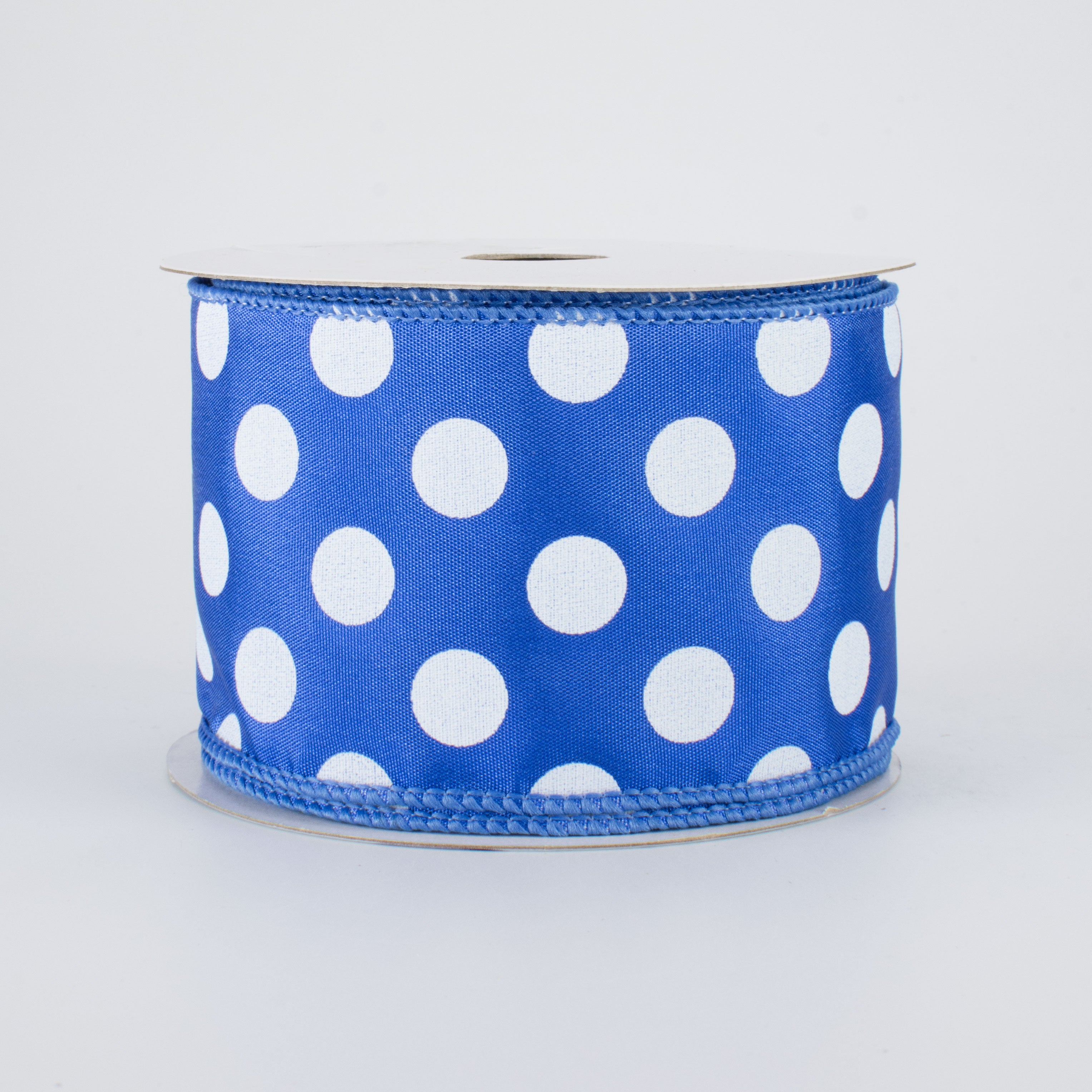 2.5" Big Polka Dot Ribbon: Blue/White (10 Yards)