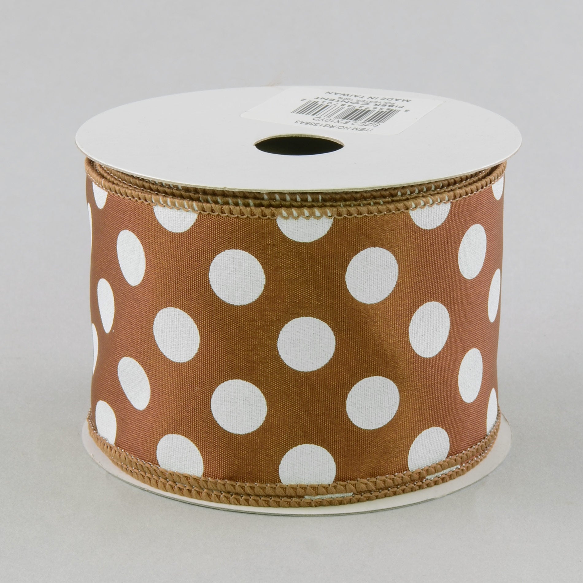 2.5" Big Polka Dot Ribbon: Brown & White (10 Yards)