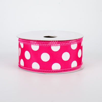 1.5" Big Polka Dot Ribbon: Hot Pink & White (10 Yards)