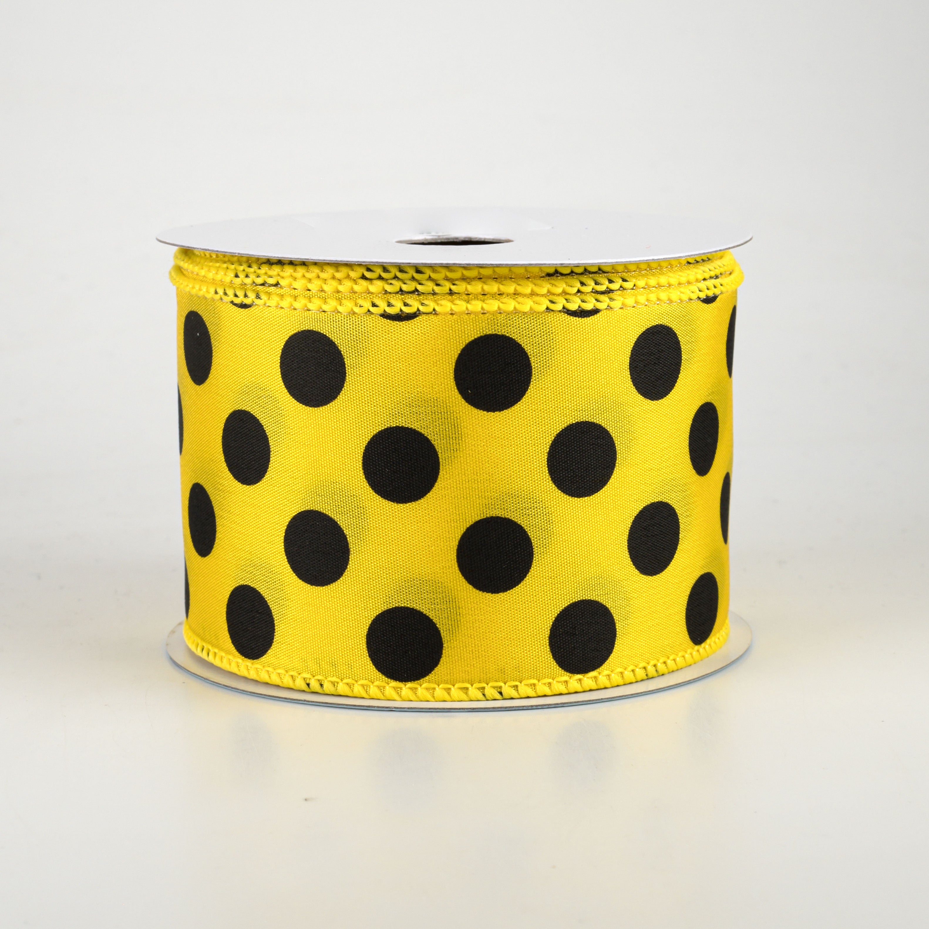 2.5" Big Polka Dot Ribbon: Yellow & Black (10 Yards)