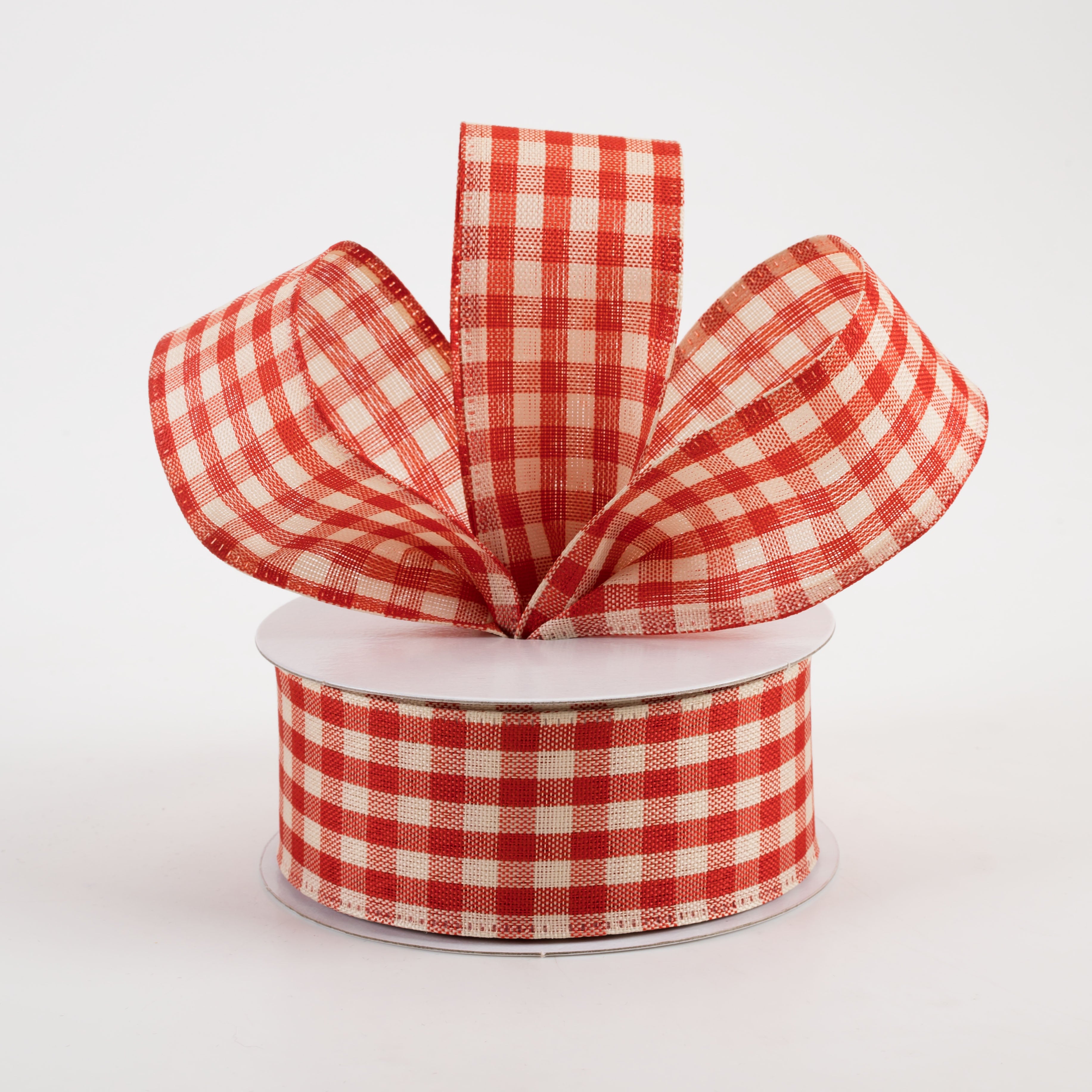1.5" Biggy Gingham Ribbon: Burnt Orange & Ivory (10 Yards) Lifestyle Photo