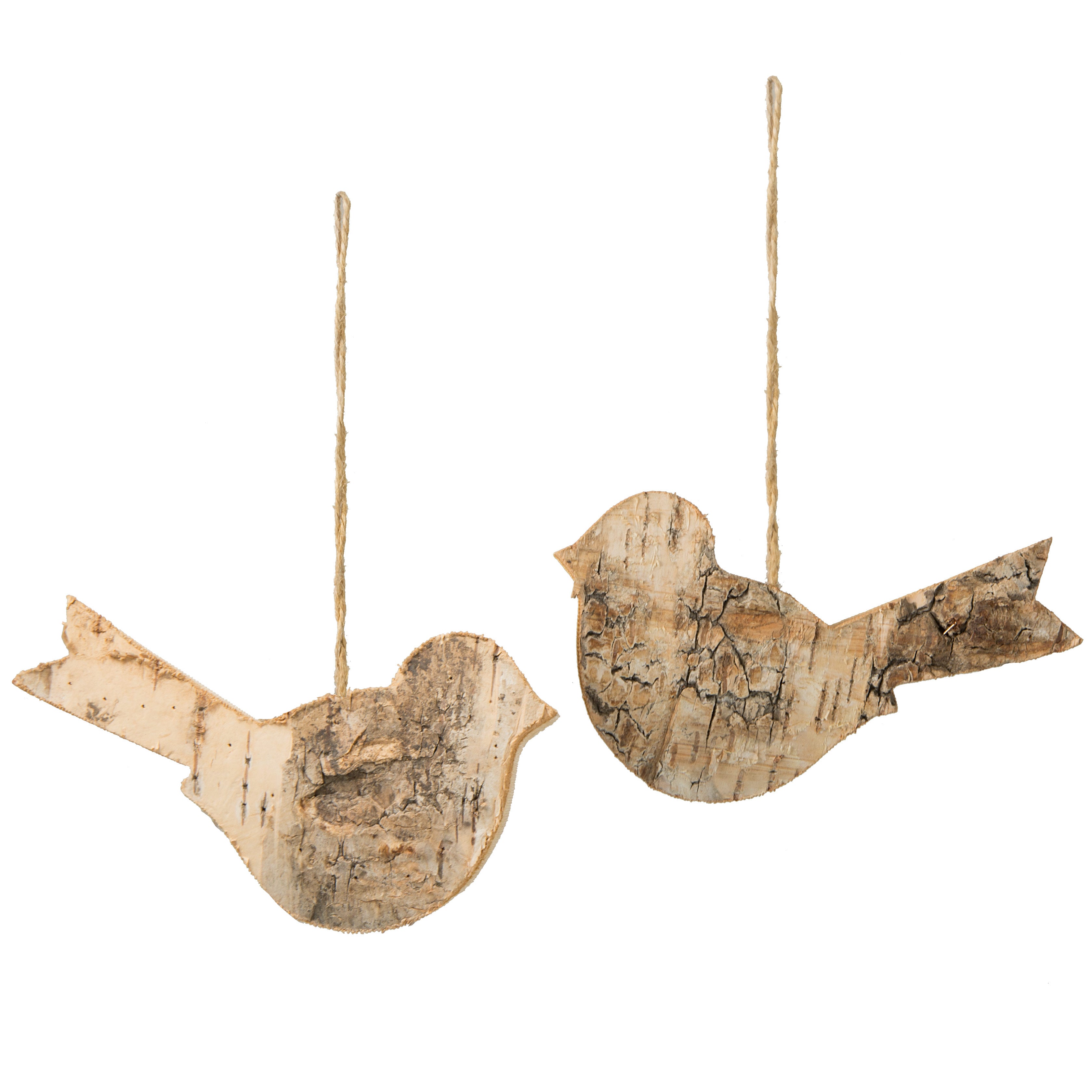 5" Birch Bark Bird Ornaments (Set of 2) Item Number: XA1035