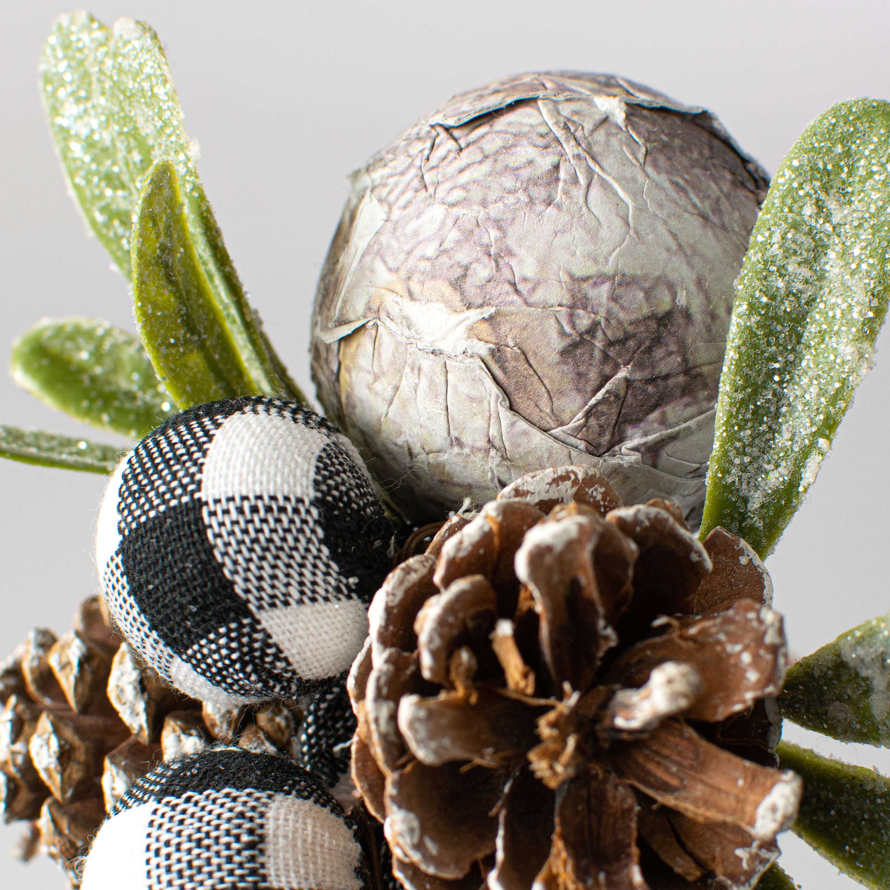 8" Birch & Gingham Balls Mistletoe Pick Lifestyle Photo