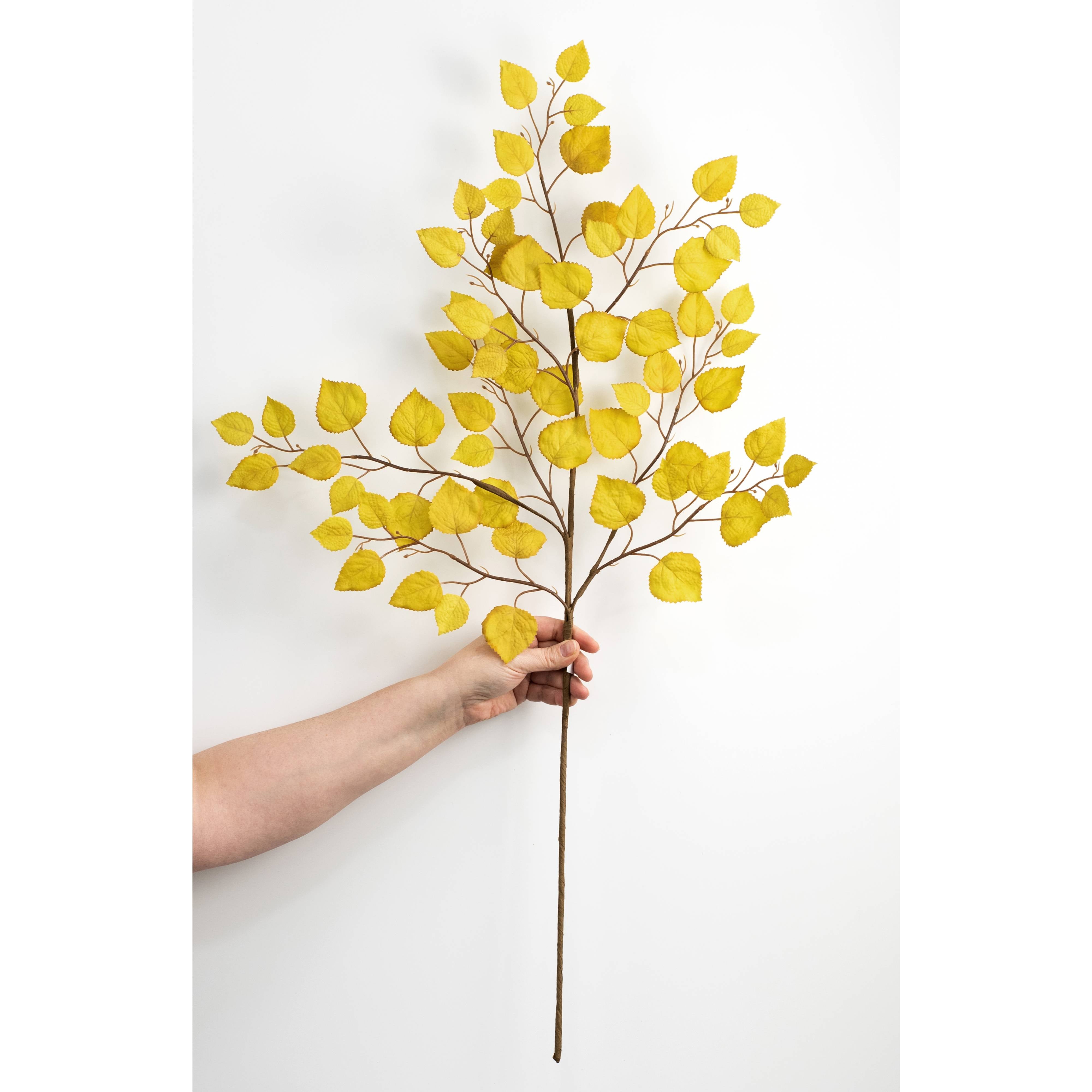 35" Birch Leaves Spray: Yellow Green detail photo 3