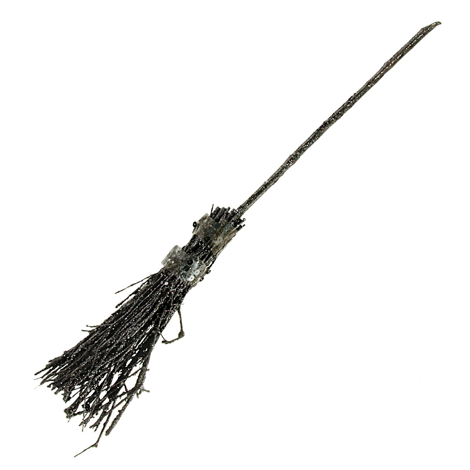 22" Black Metallic Glitter Twig Witch Broom Item Number: ISB36143