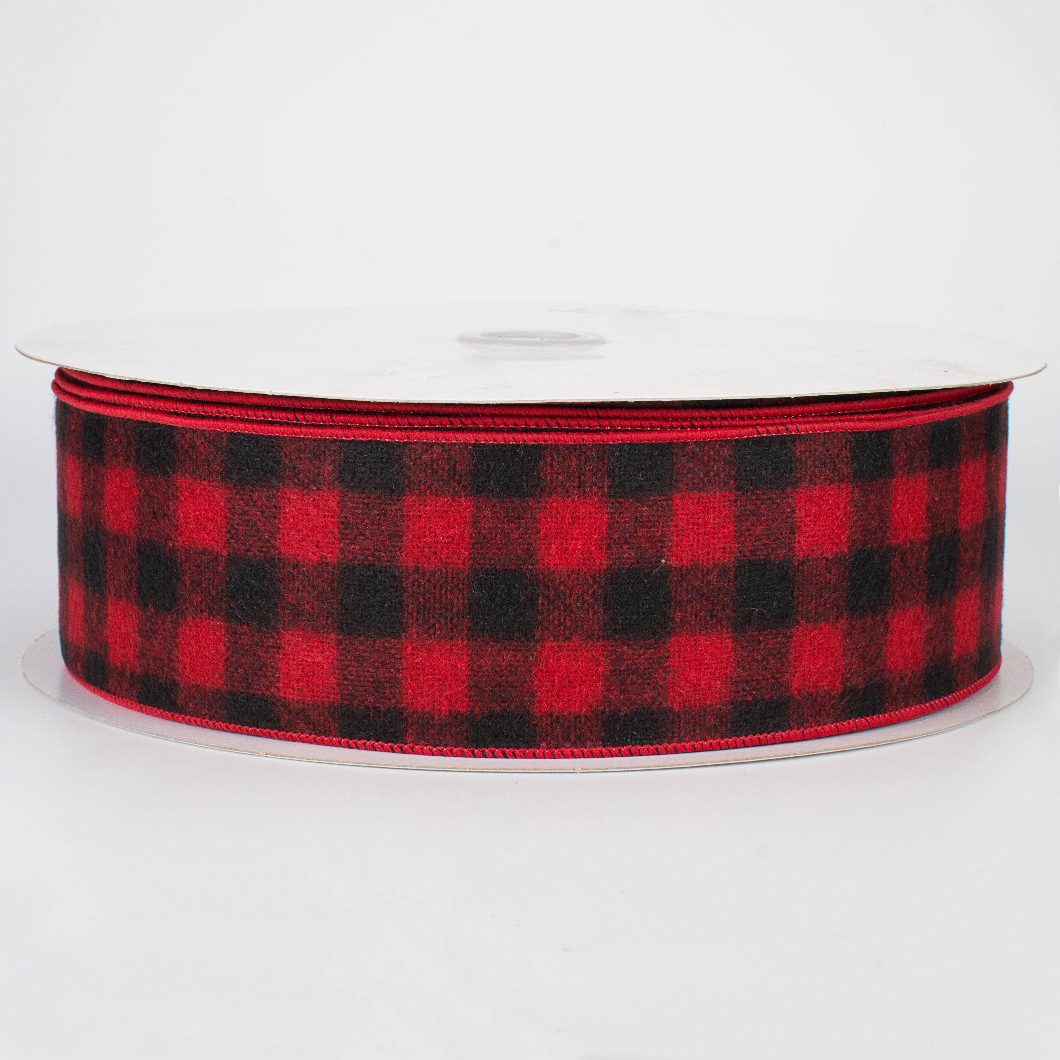 2.5" Black & Red Flannel Buffalo Plaid Ribbon (50 Yards)
