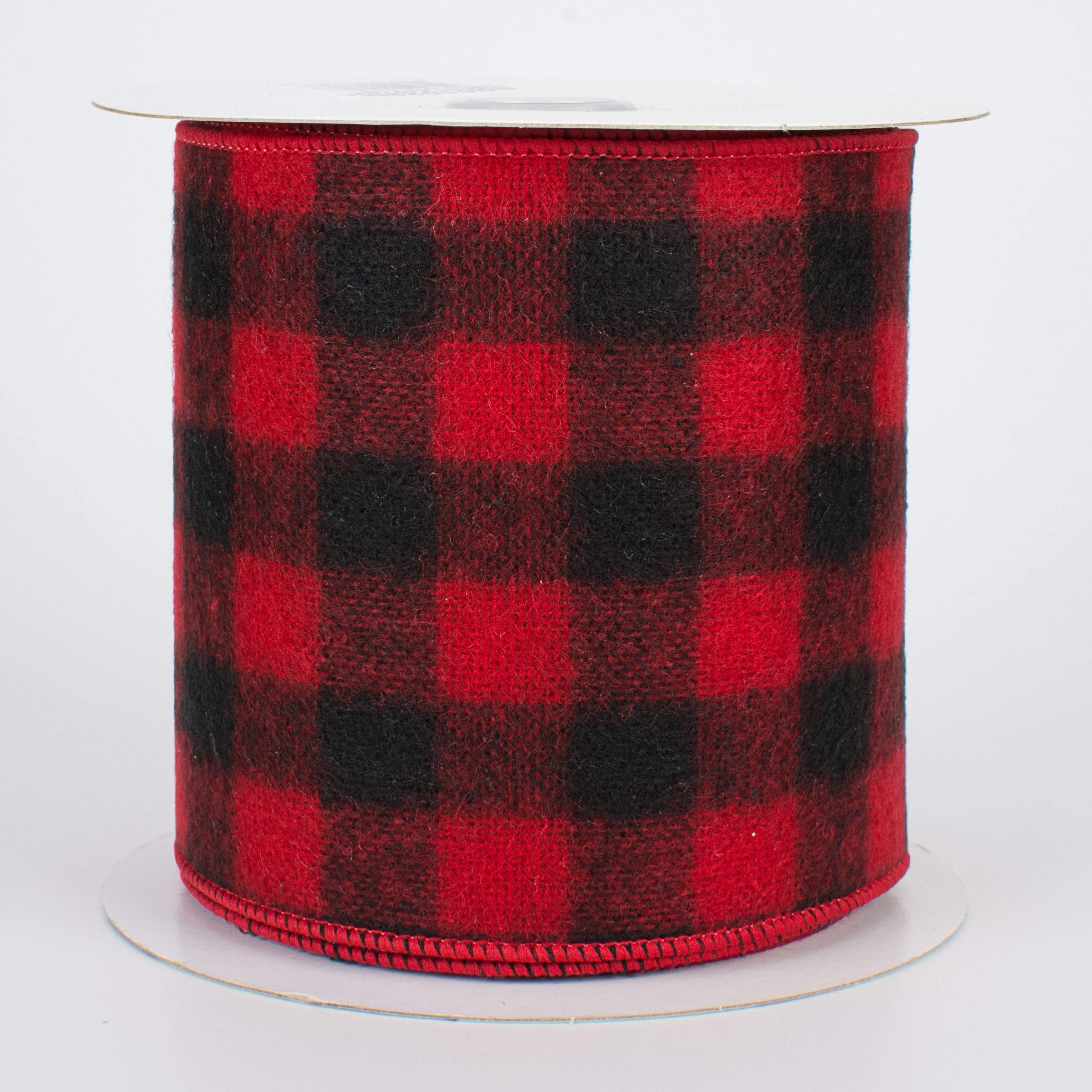 4" Black & Red Flannel Buffalo Plaid Ribbon (10 Yards)