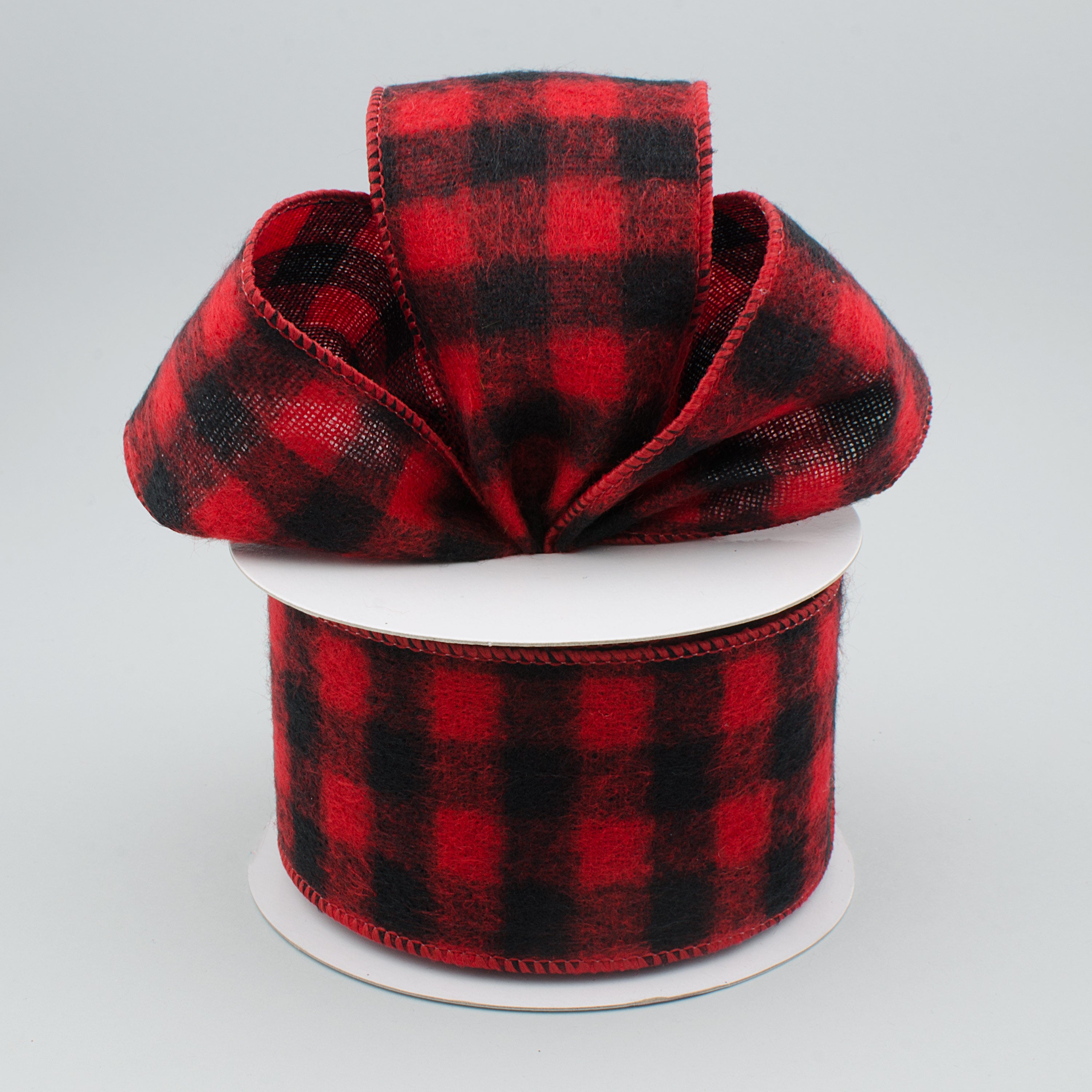2.5" Black & Red Flannel Buffalo Plaid Ribbon (10 Yards) Lifestyle Photo
