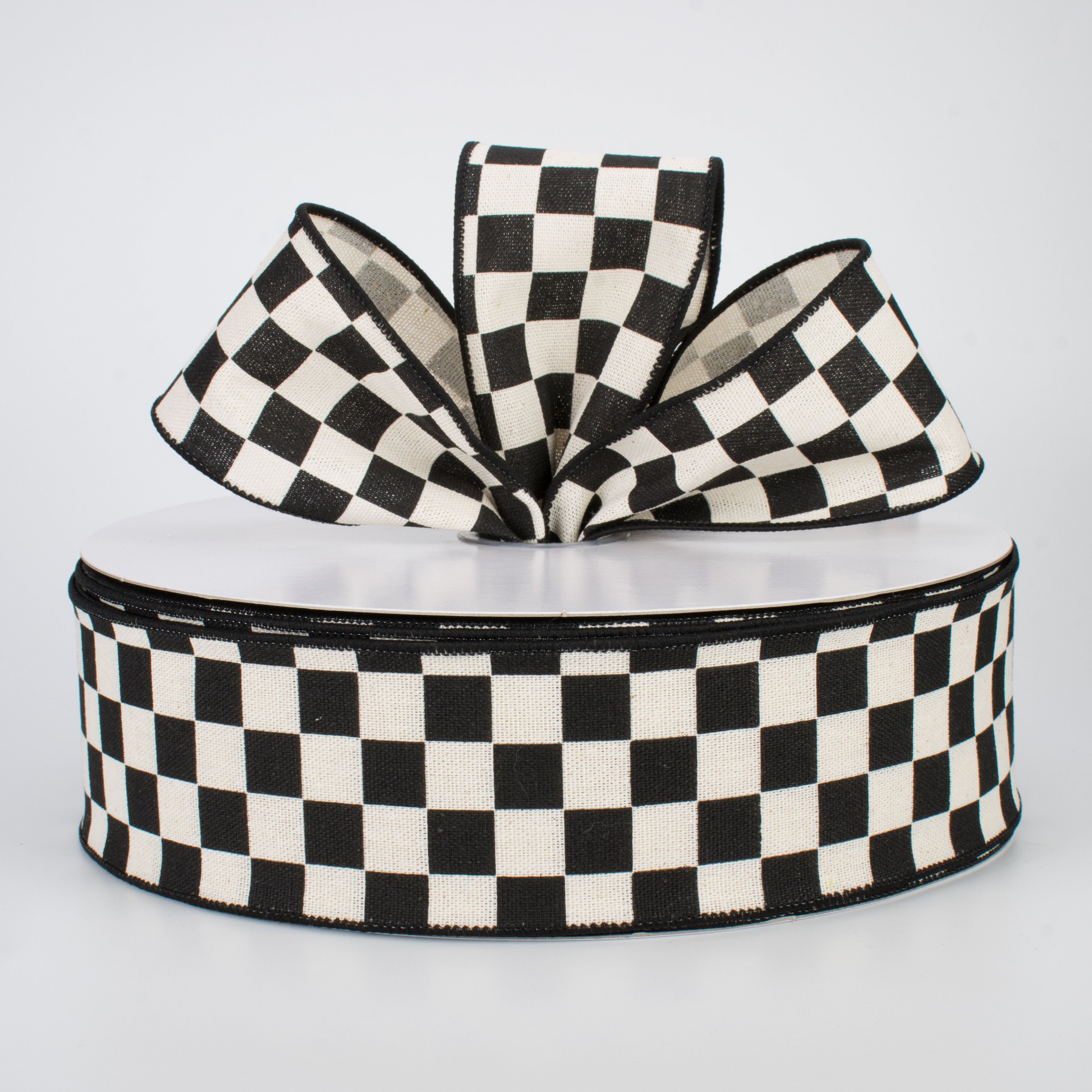 2.5" Black & White Checkerboard Ribbon (50 Yards) Lifestyle Photo