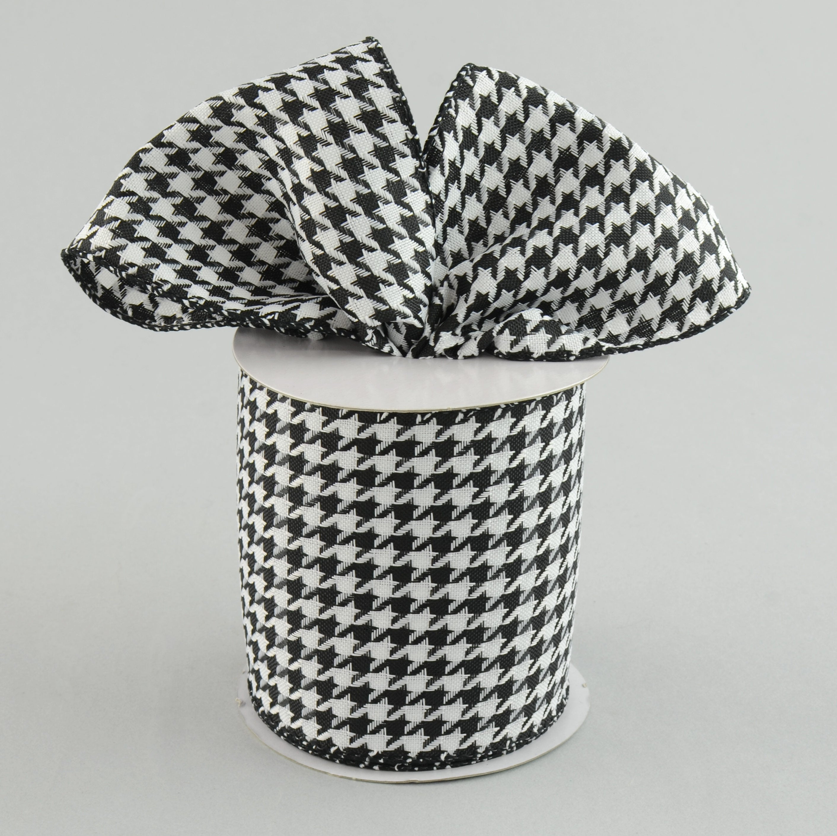 4" Black & White Houndstooth Ribbon (10 Yds) Lifestyle Photo