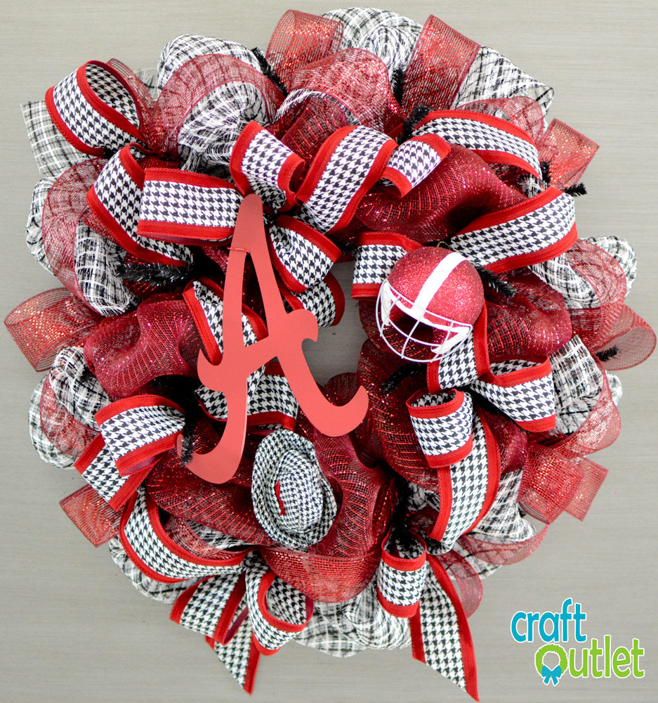 2.5" Black/White Houndstooth & Crimson Ribbon (10 Yards) detail photo 3