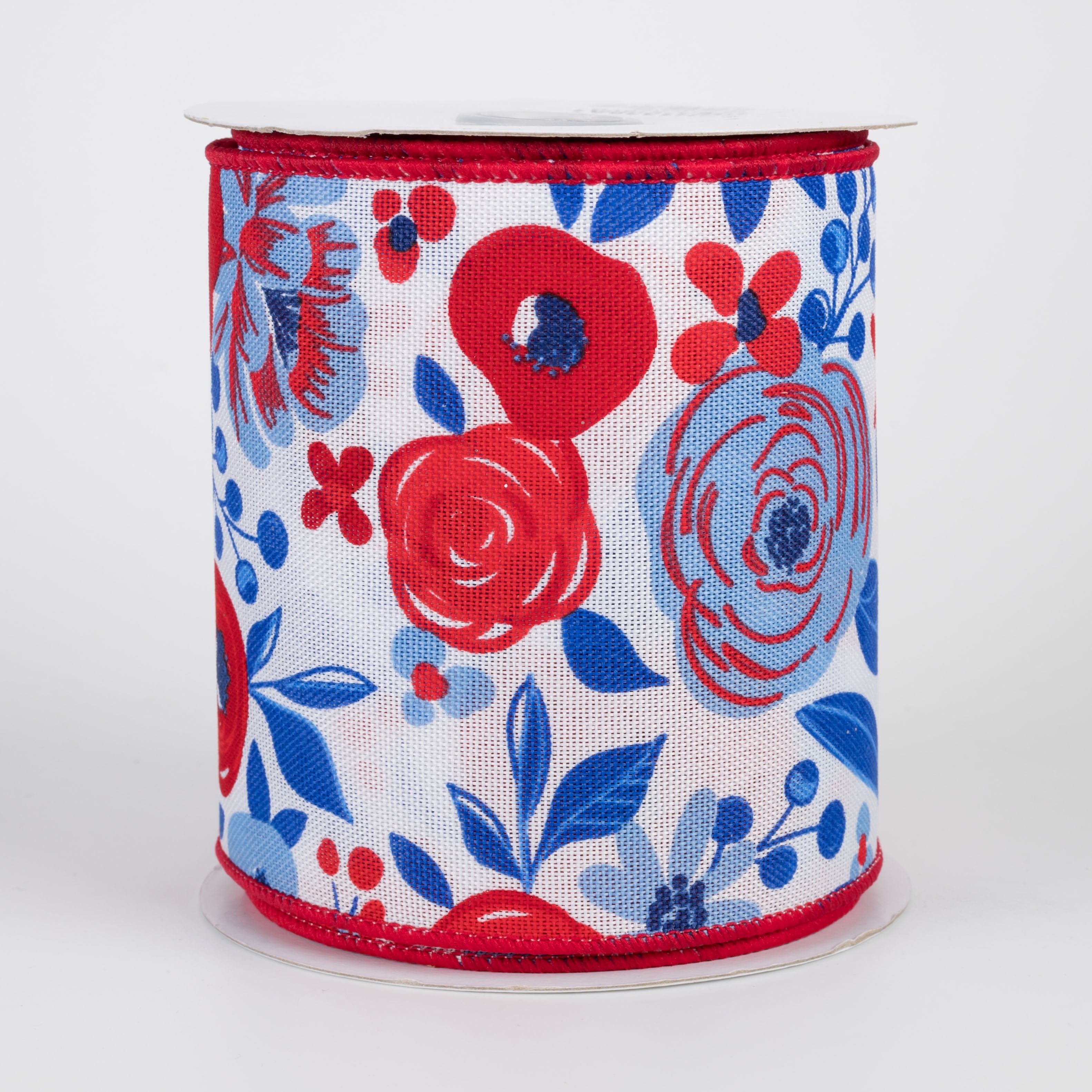 4" Bold Blooms Ribbon: Red, White & Blue (10 Yards) Item Number: RGH1338A1