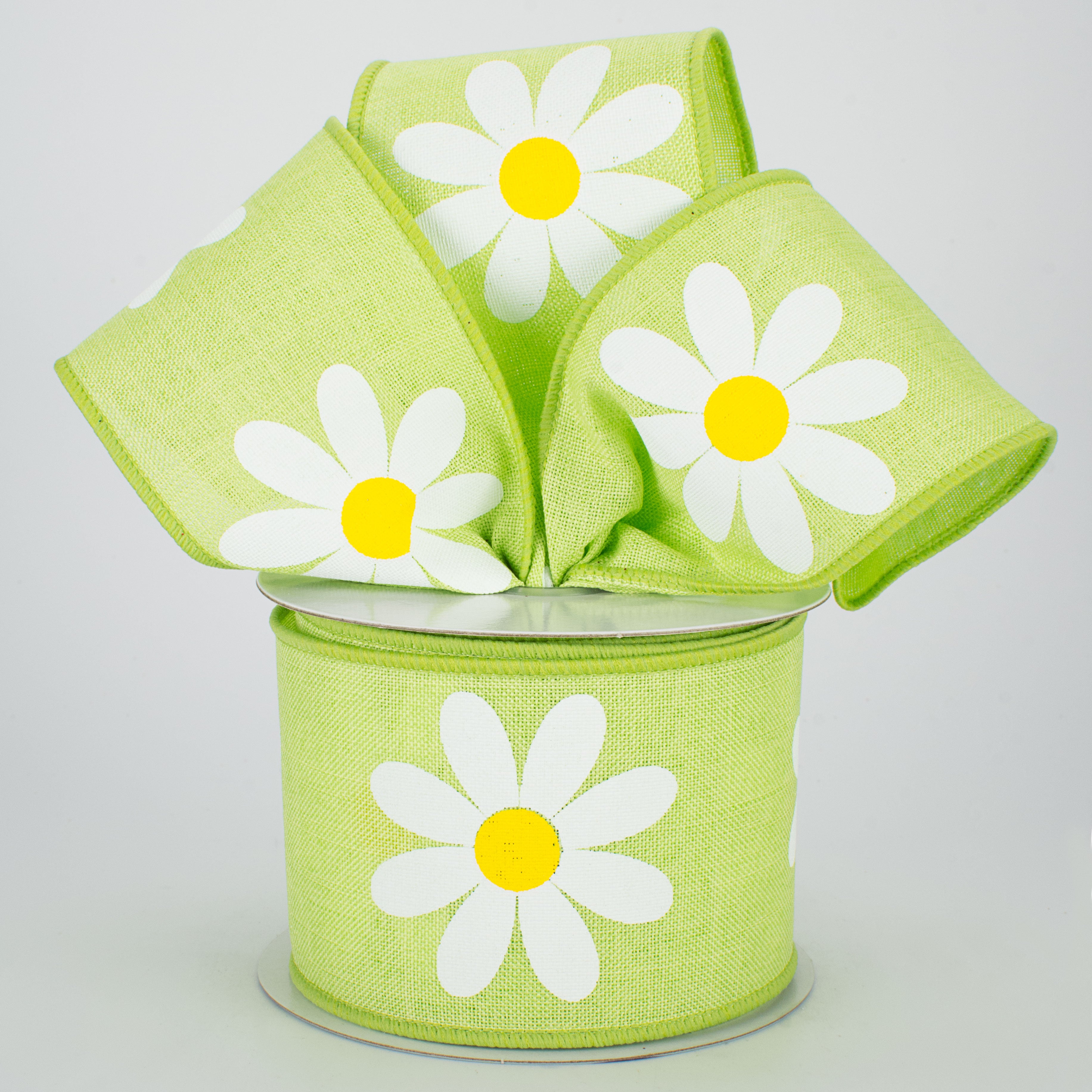 2.5" Bold Daisy Ribbon: Bright Green (10 Yards) Lifestyle Photo