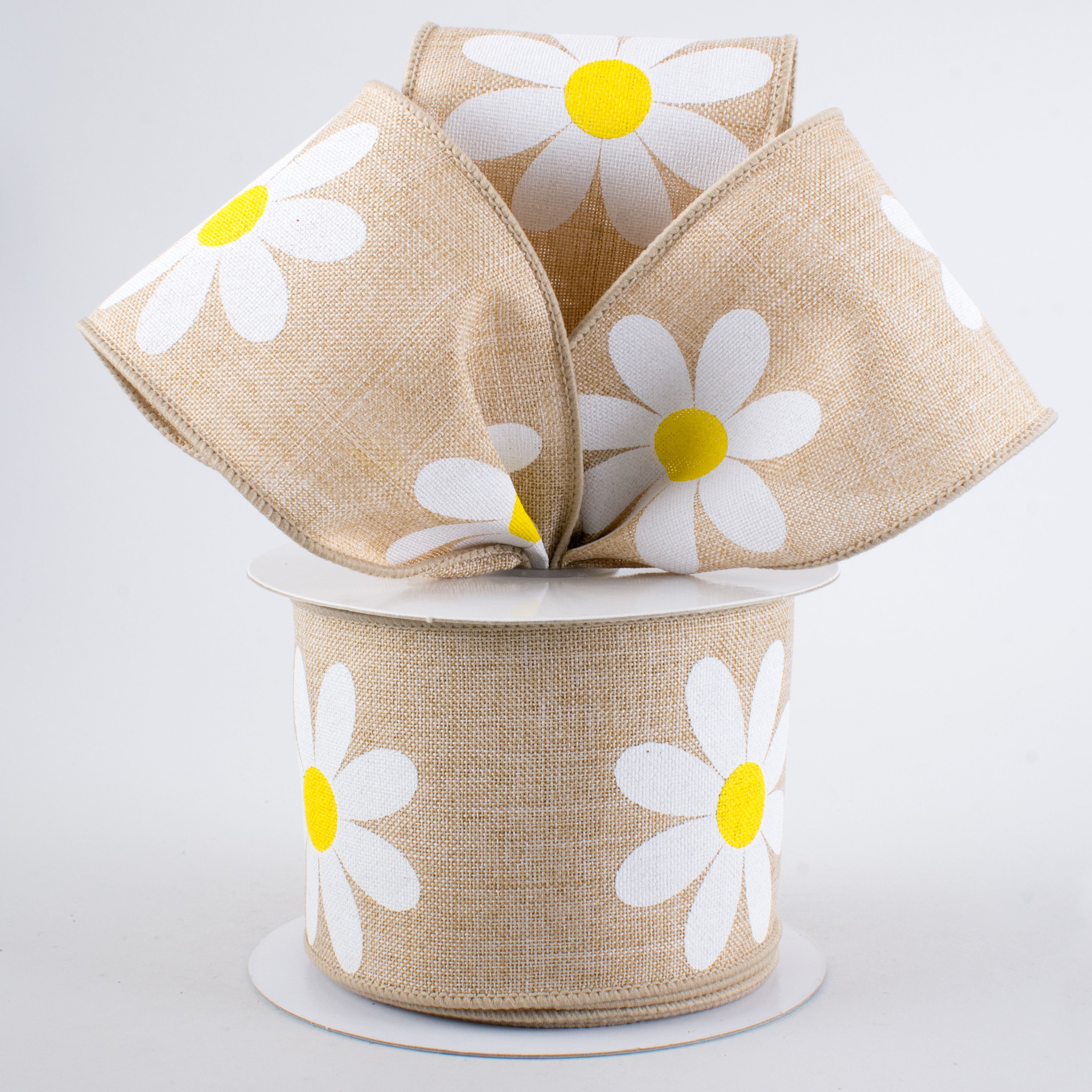 2.5" Bold Daisy Ribbon: Light Tan (10 Yards) Lifestyle Photo