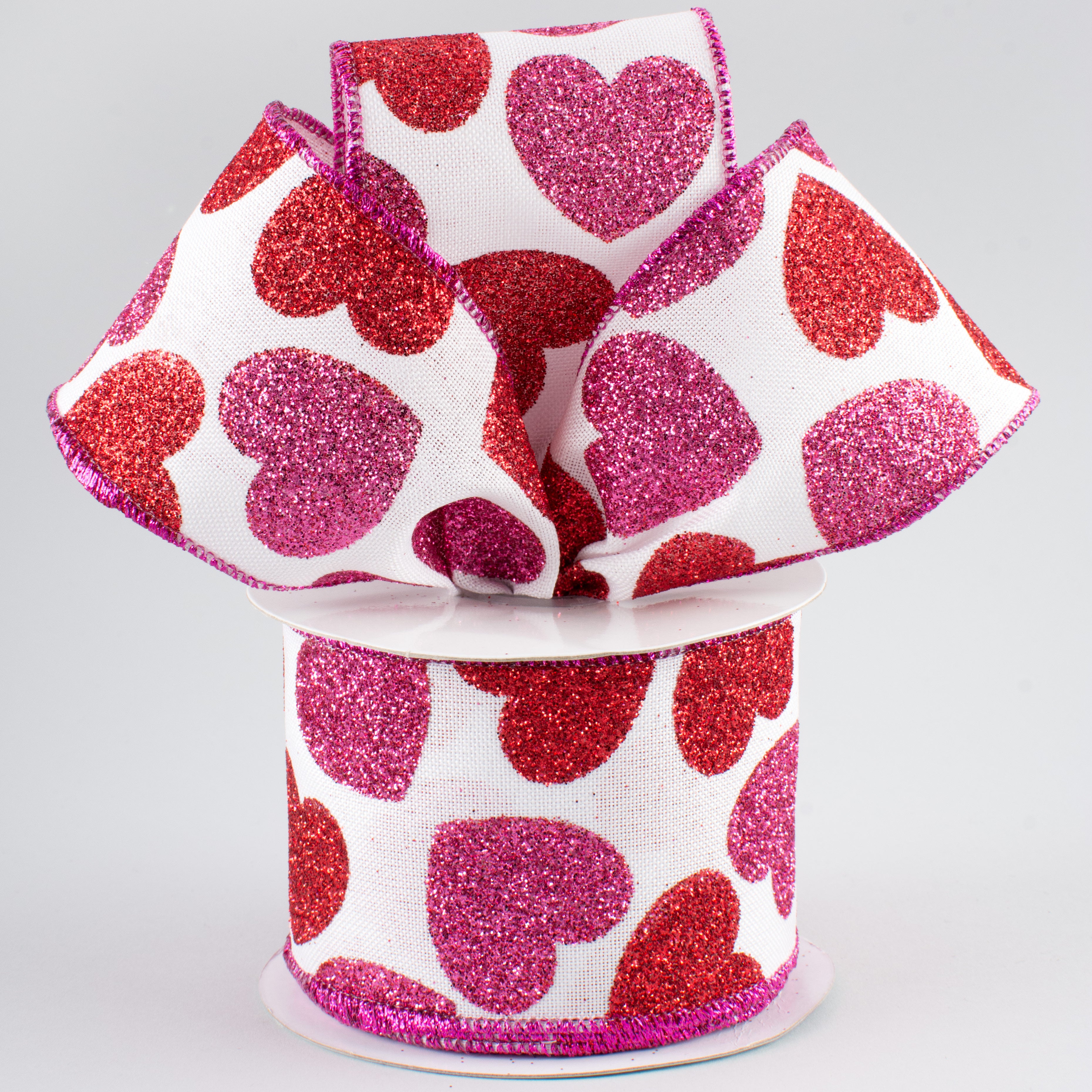 2.5" Bold Glitter Hearts Ribbon (10 Yards) Lifestyle Photo