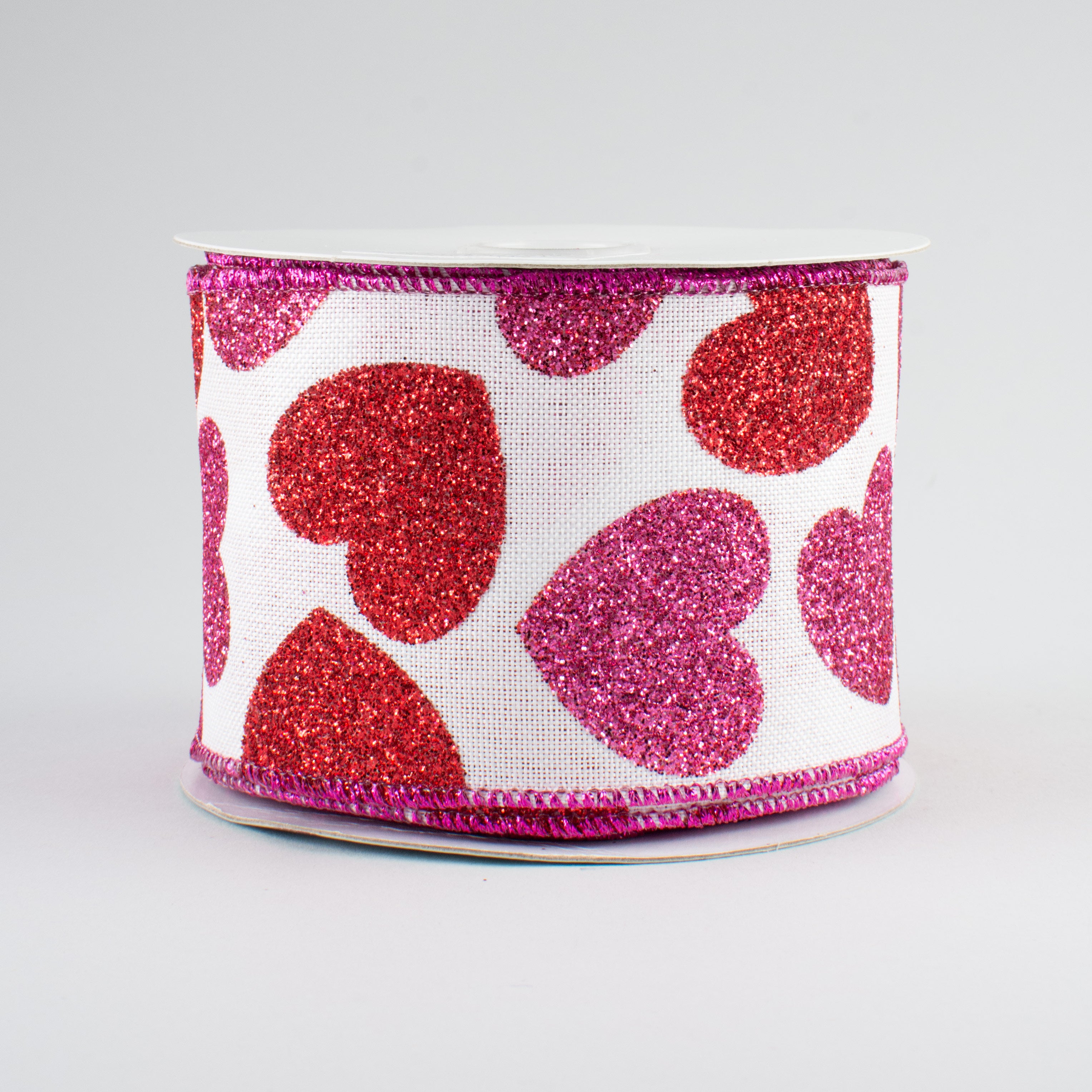 2.5" Bold Glitter Hearts Ribbon (10 Yards)