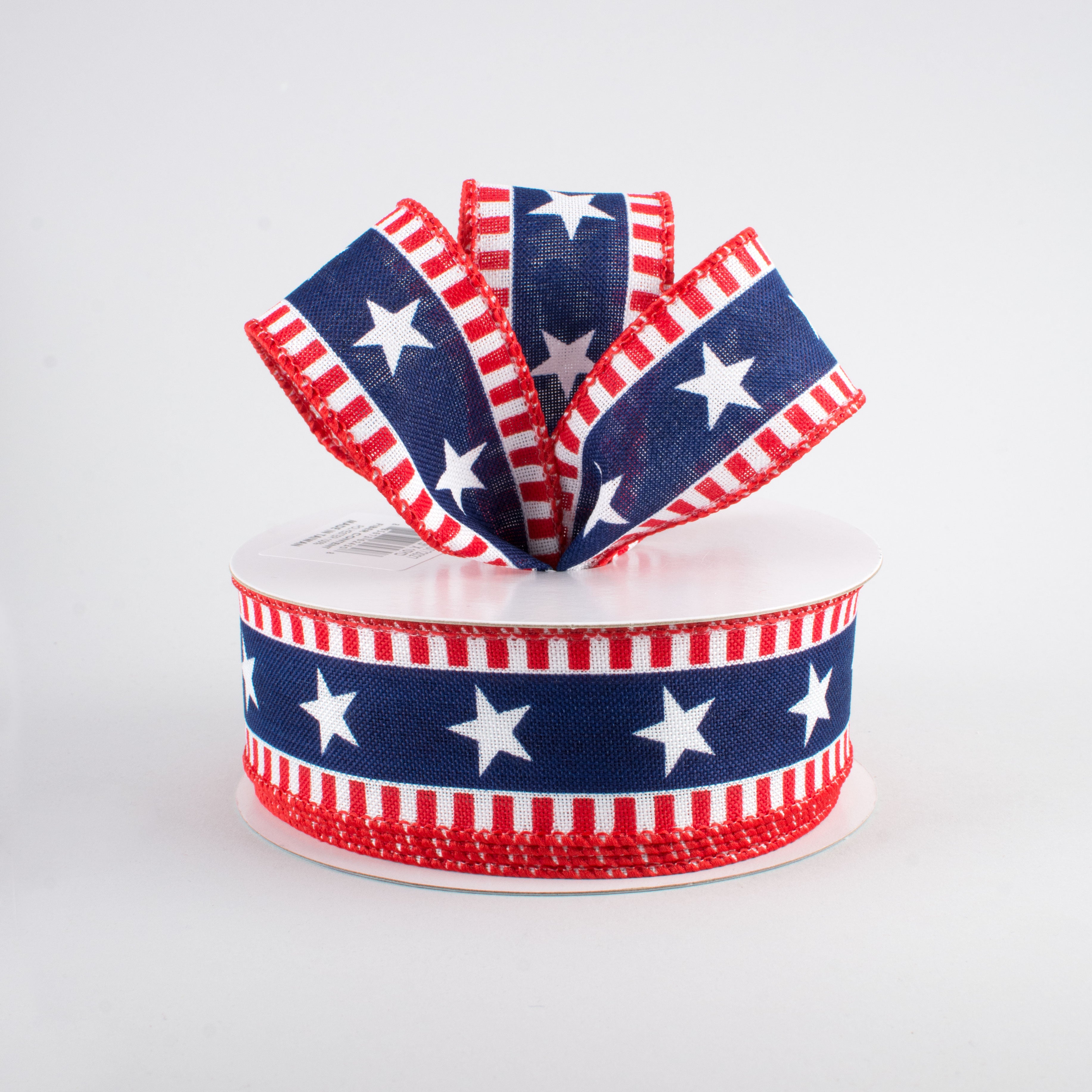 1.5" Bold Star & Stripes Ribbon: White (10 Yards) Lifestyle Photo