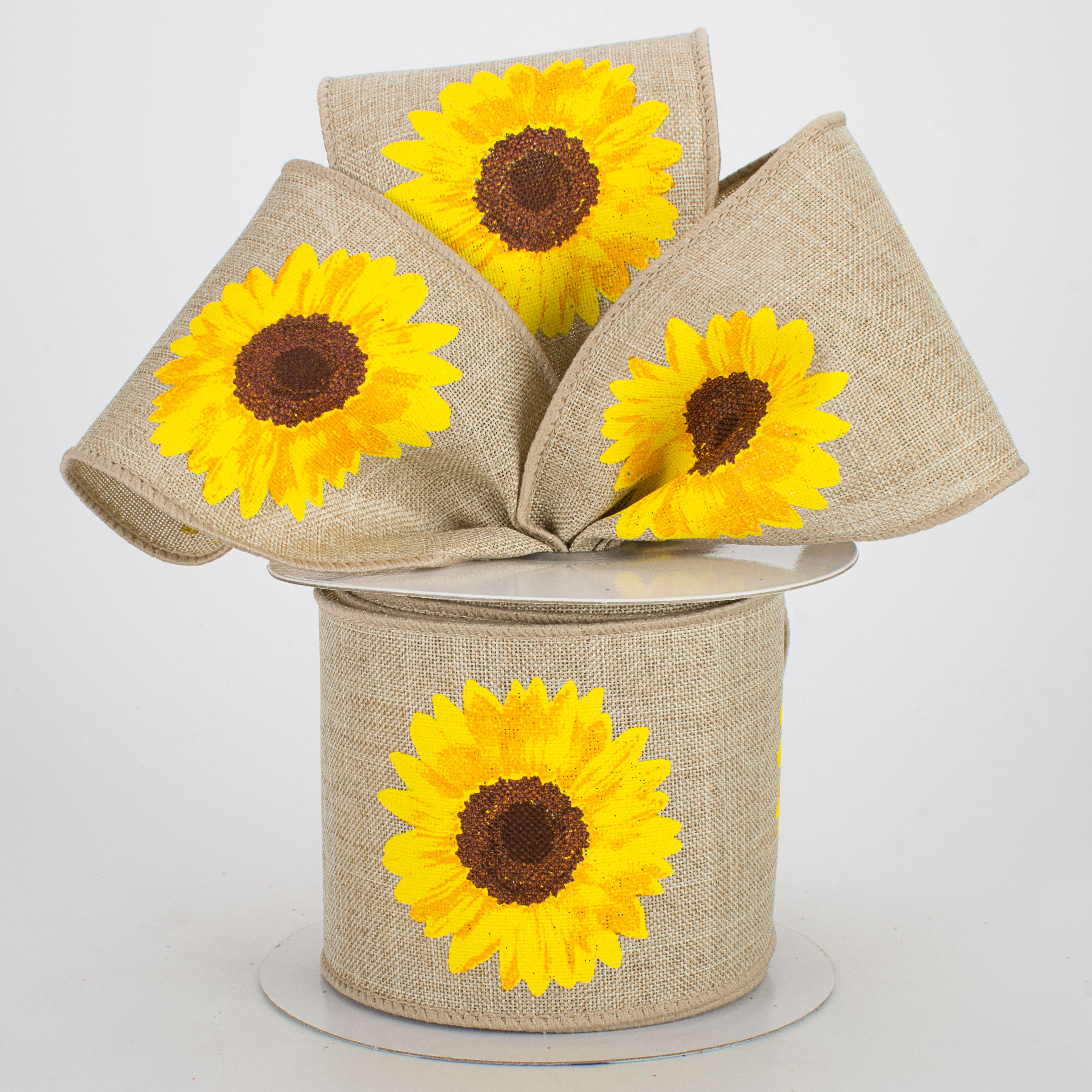 2.5" Bold Sunflower Ribbon: Natural (10 Yards) Lifestyle Photo