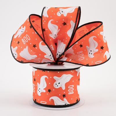 2.5" Boo Ghosts Ribbon: Dark Orange (10 Yards) Lifestyle Photo