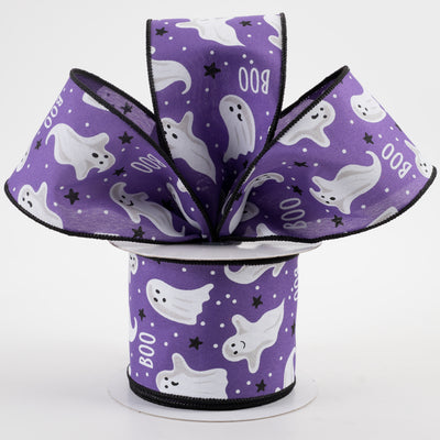 2.5" Boo Ghosts Ribbon: Purple (10 Yards) Lifestyle Photo