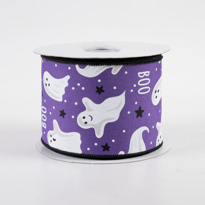 2.5" Boo Ghosts Ribbon: Purple (10 Yards)