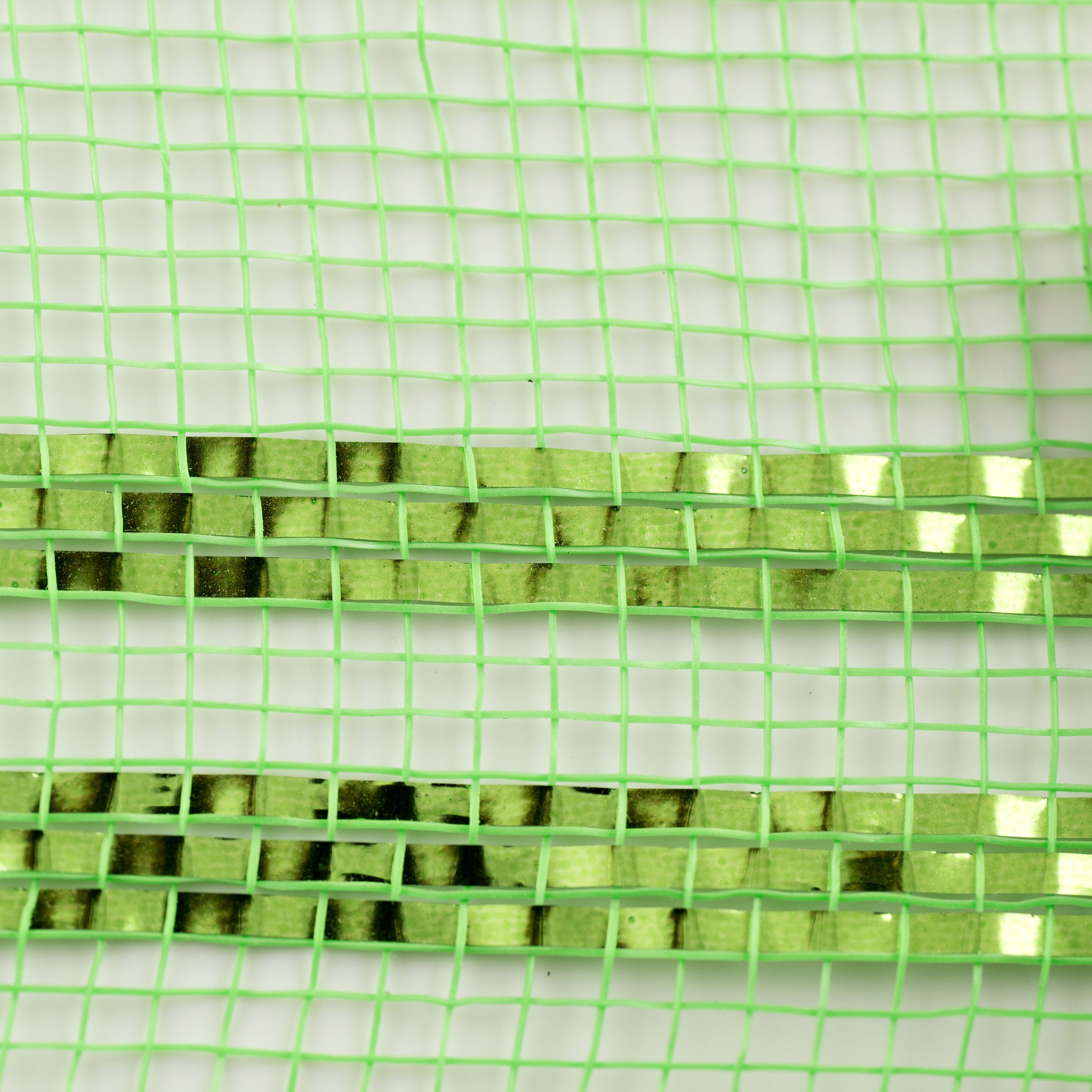 10" Border Stripe Metallic Mesh: Lime Green detail photo 3
