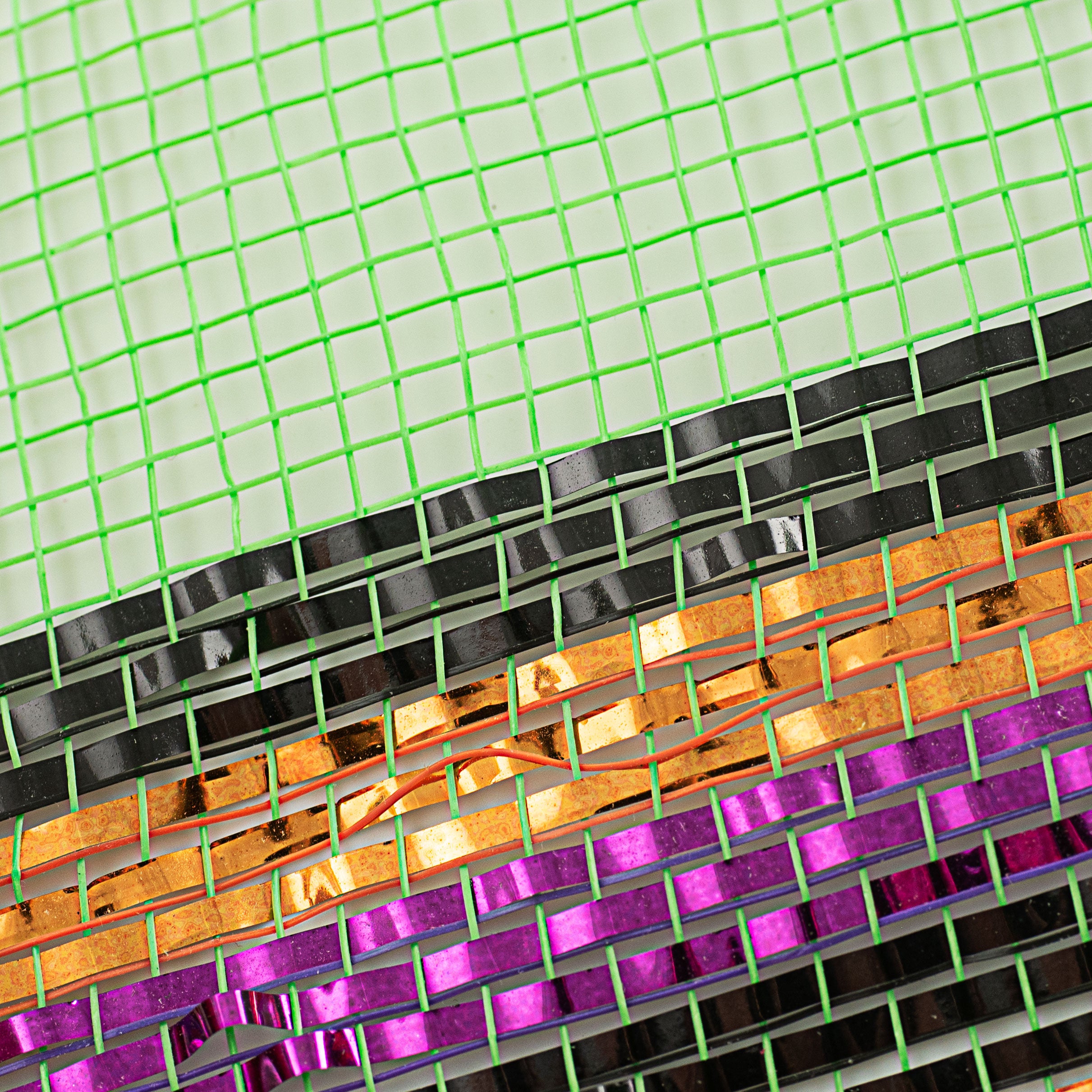 10" Border Stripe Metallic Mesh: Lime & Halloween detail photo 3