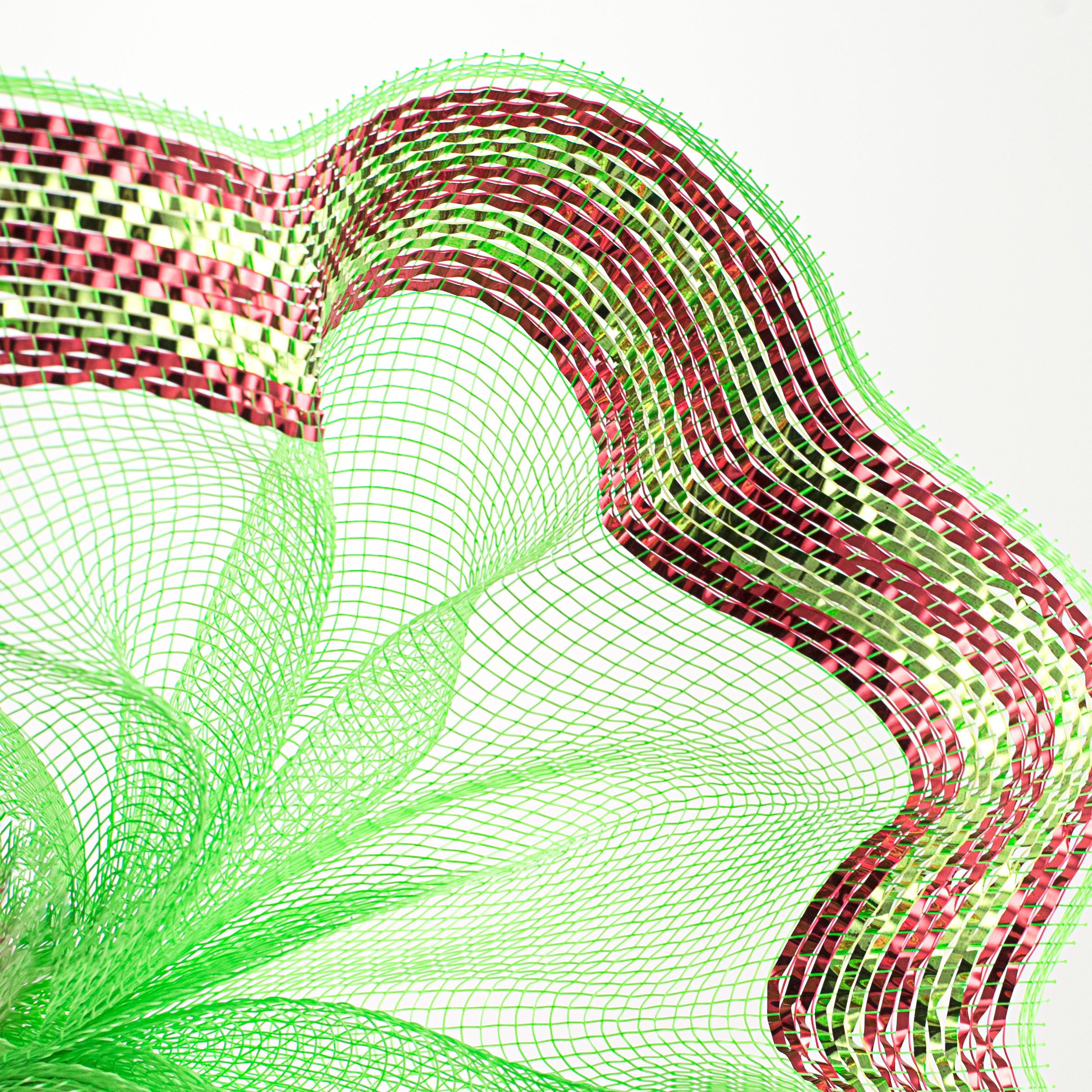 10" Border Stripe Metallic Mesh: Lime & Red Lifestyle Photo