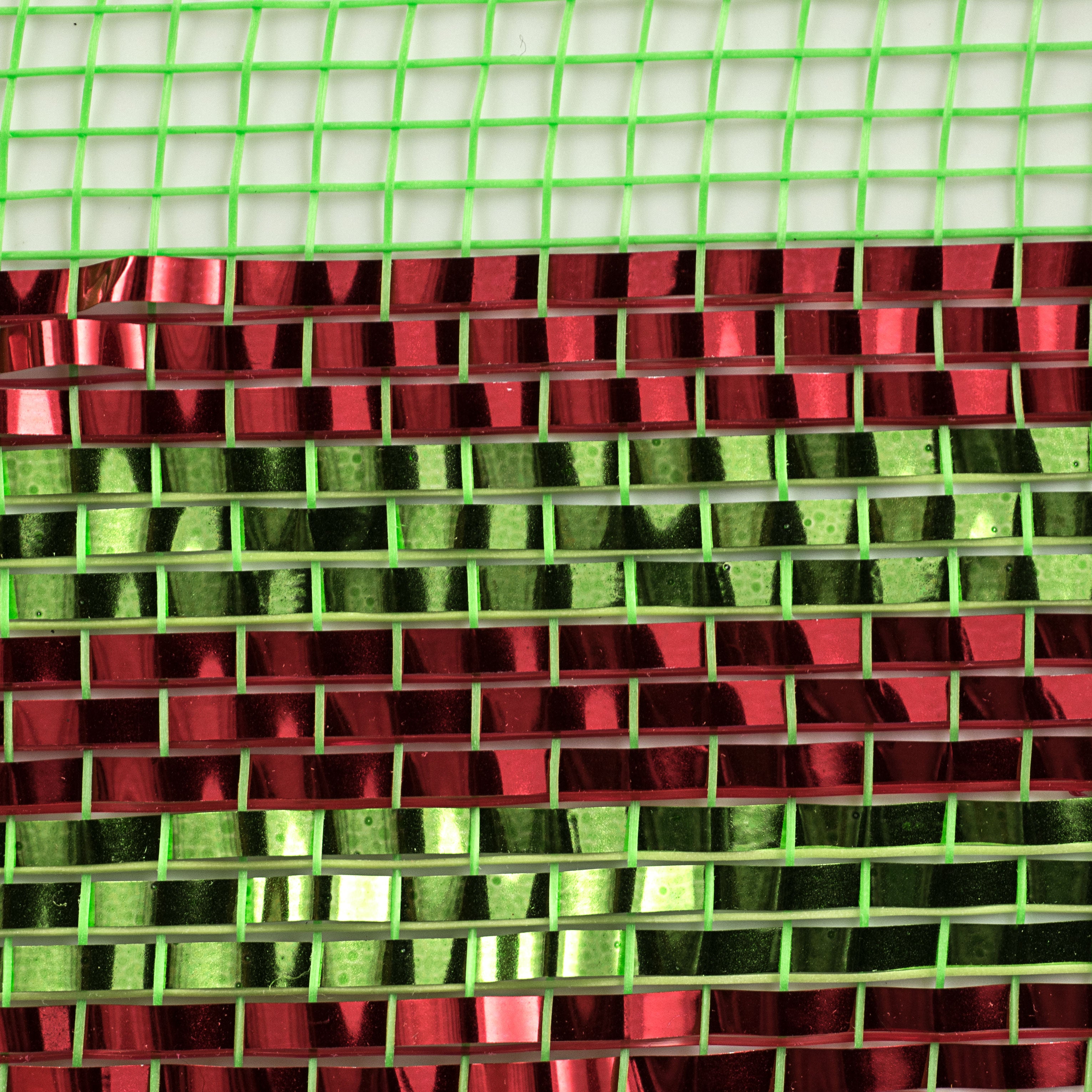 10" Border Stripe Metallic Mesh: Lime & Red detail photo 3