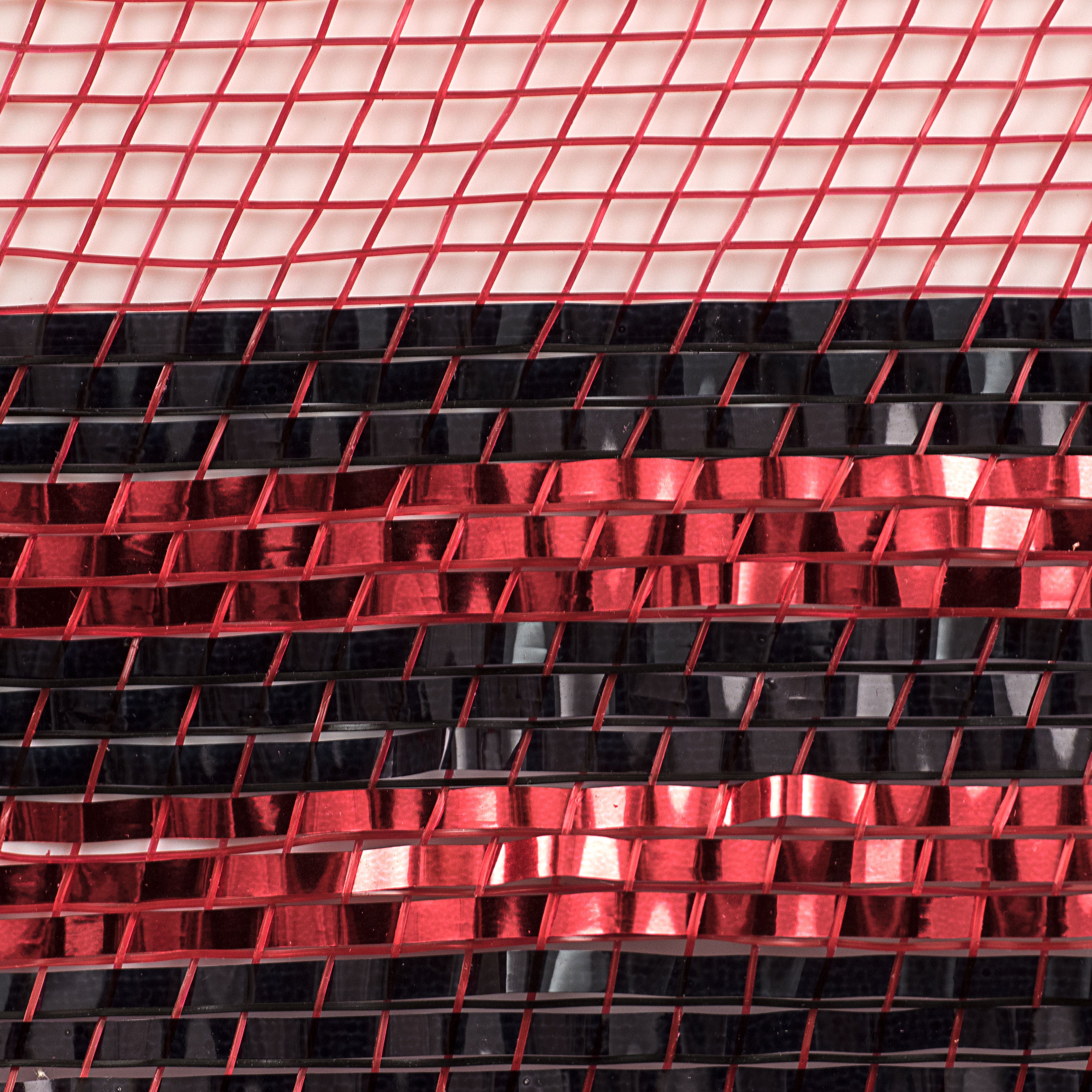 10" Border Stripe Metallic Mesh: Red & Black detail photo 3