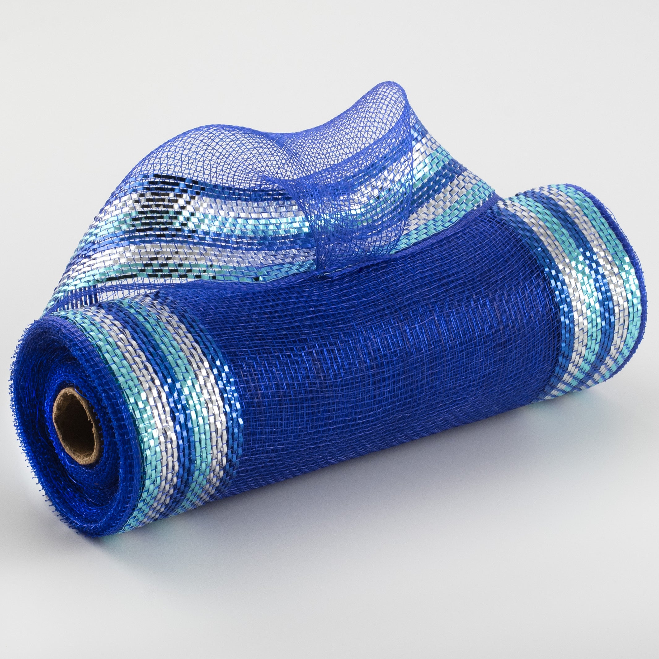 10" Border Stripe Metallic Mesh: Royal Blue, Light Blue, Silver Item Number: RY8504R1