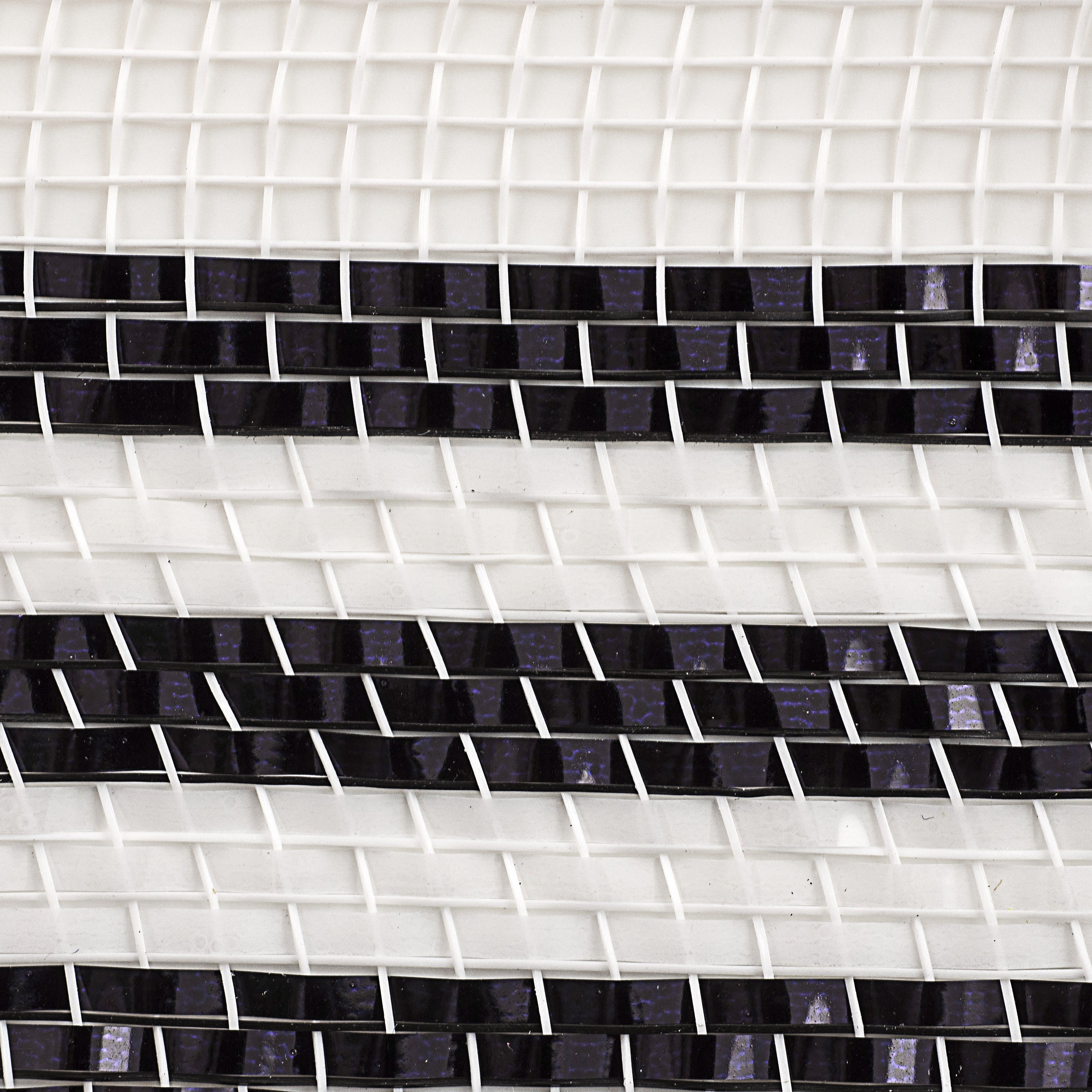 10" Border Stripe Metallic Mesh: White & Black detail photo 3