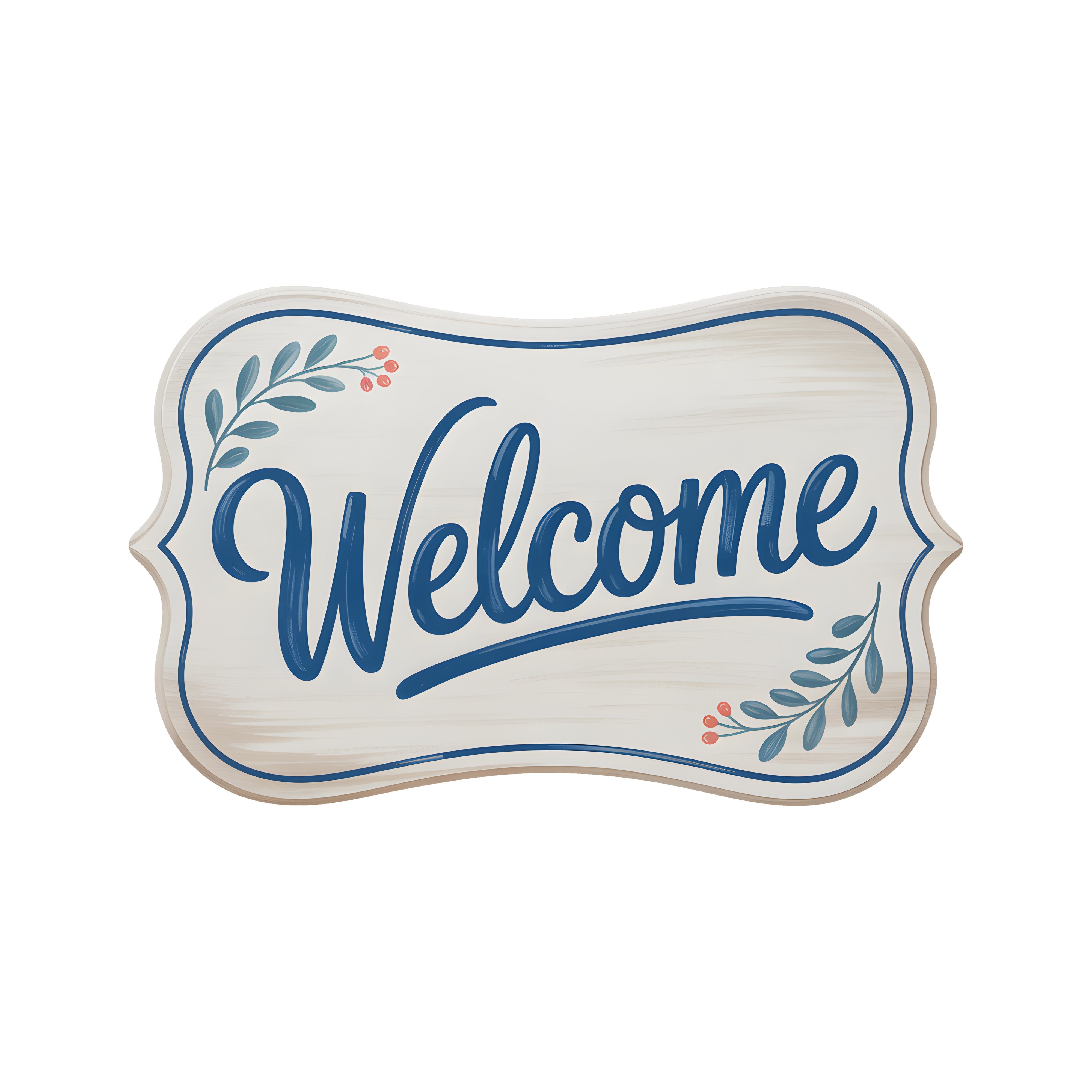 9" Bracket Waterproof Sign: Cobalt Blue Welcome with Sprigs Item Number: CD1284NH-090